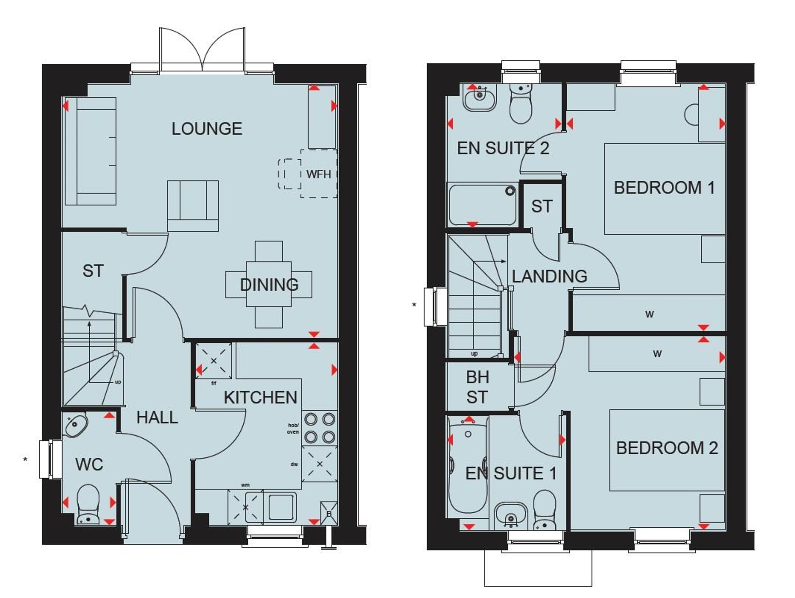 Floorplan, 2 bedroom semi detached house for sale, Plot 24 THE ASHDOWN, Leicester, LE19