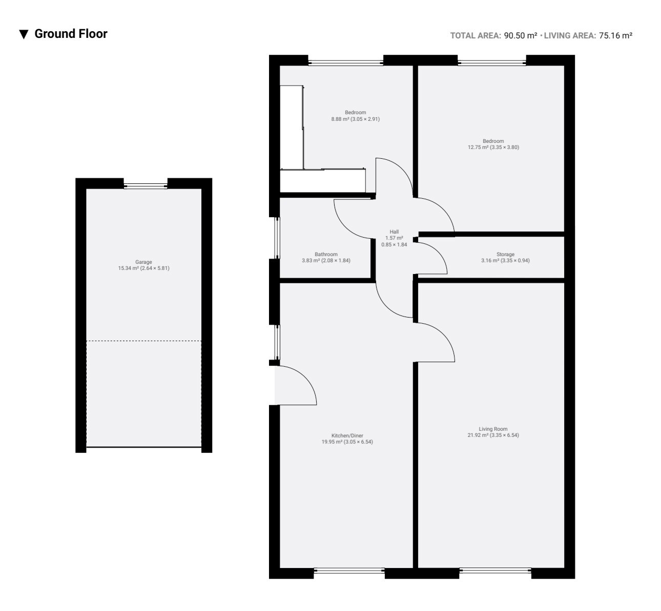Floor plan, 2 bedroom semi detached bungalow for sale, Isa Leigh Kingswood Avenue, Coventry, CV7