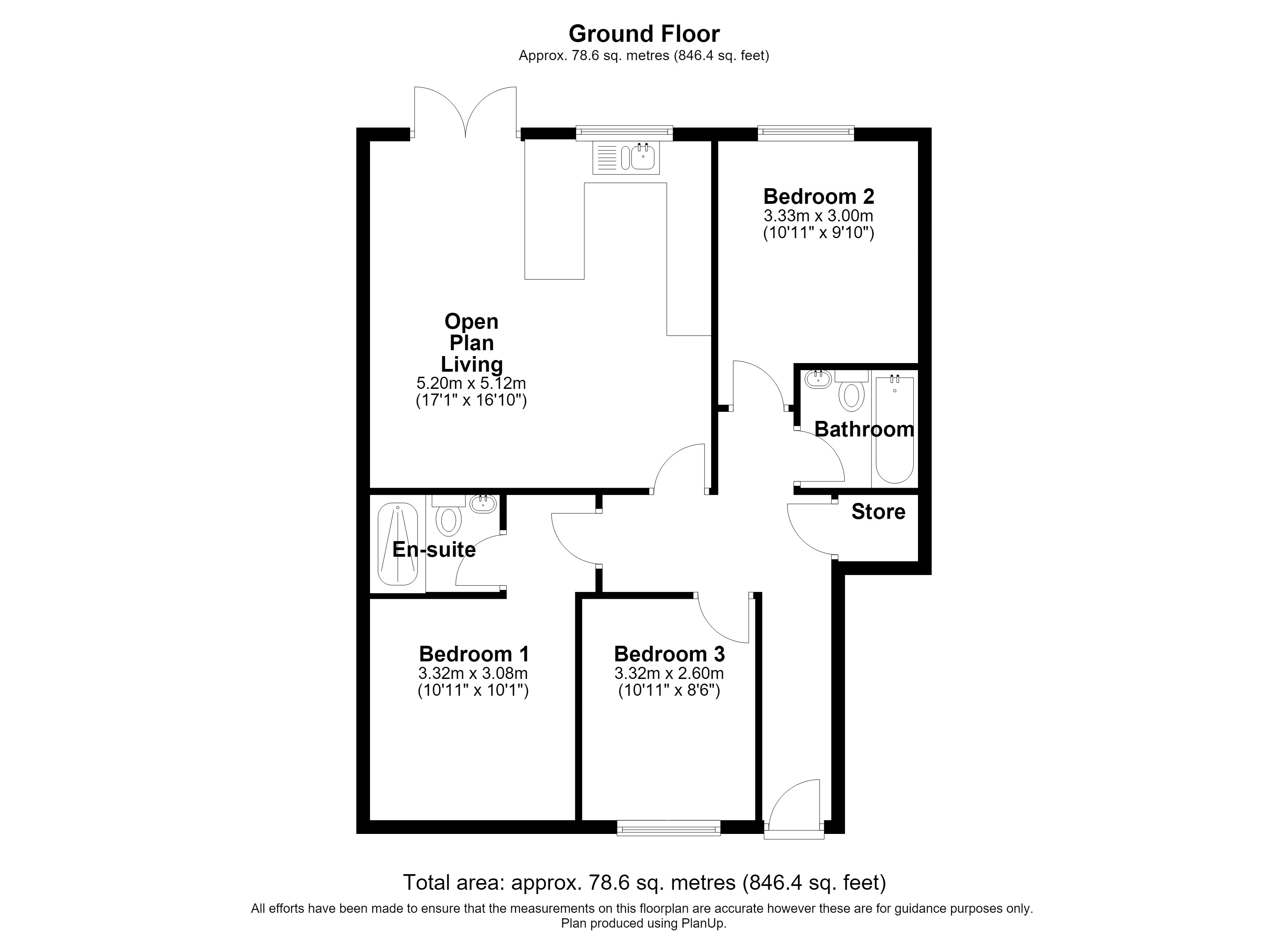 Floorplan, 3 bedroom ground floor flat for sale, Macdonald Road, Coventry, CV2