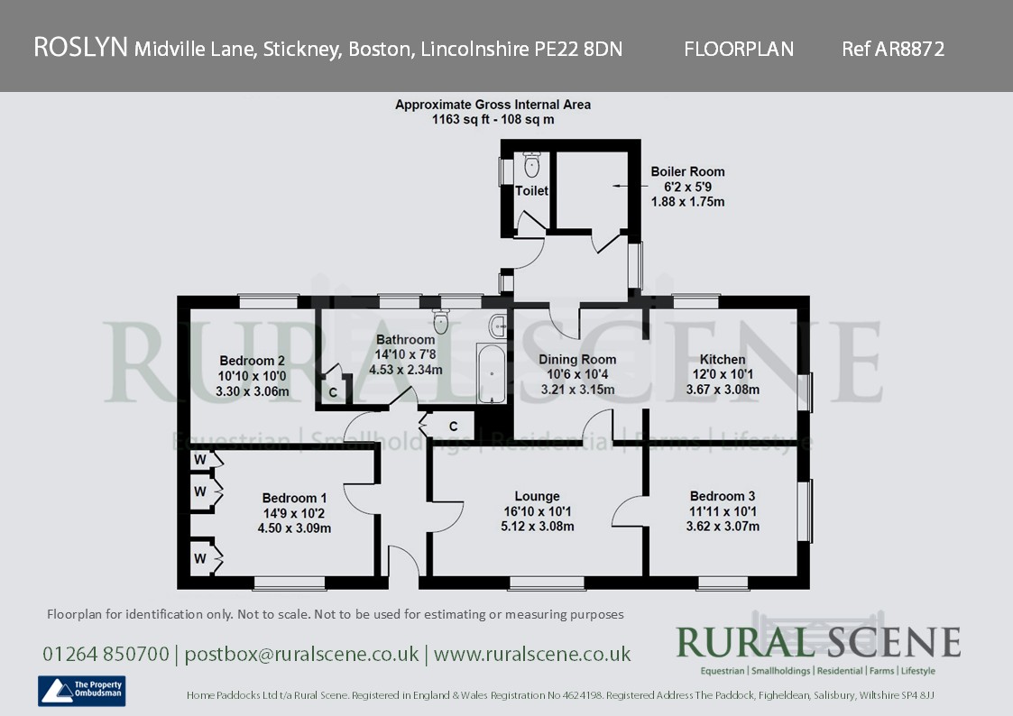 Floorplan, 3 bedroom detached bungalow for sale, Roslyn Midville Lane, Boston, PE22