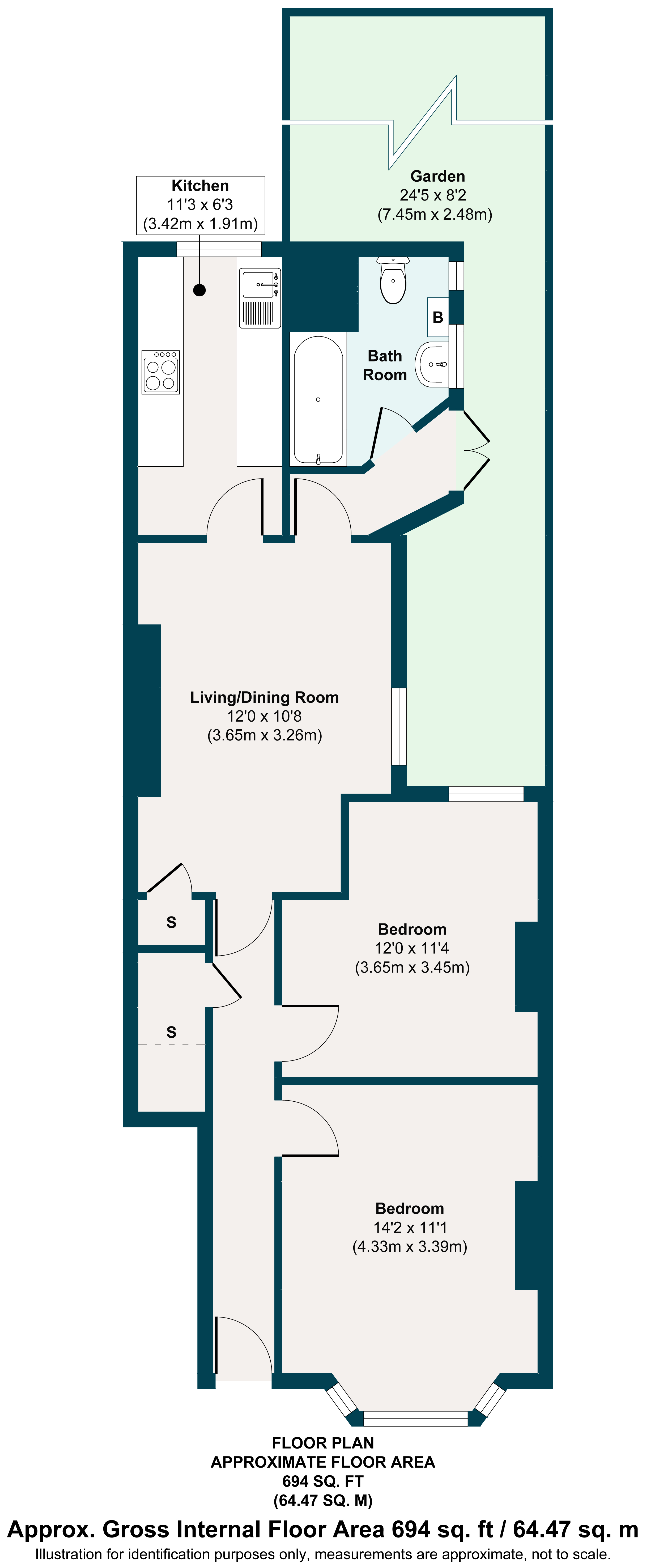 Floor plan, 2 bedroom maisonette for sale, Twickenham Road, London, E11