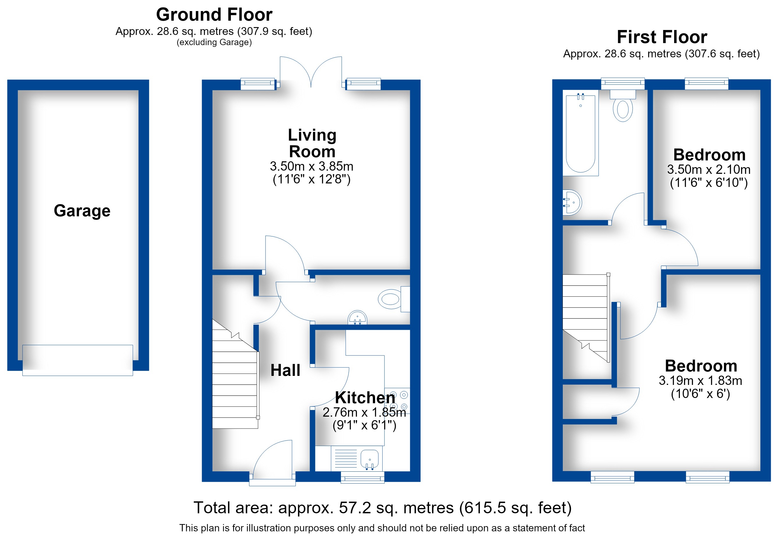 Floorplan, 2 bedroom terraced house for sale, Parolles Close, Warwick, CV34