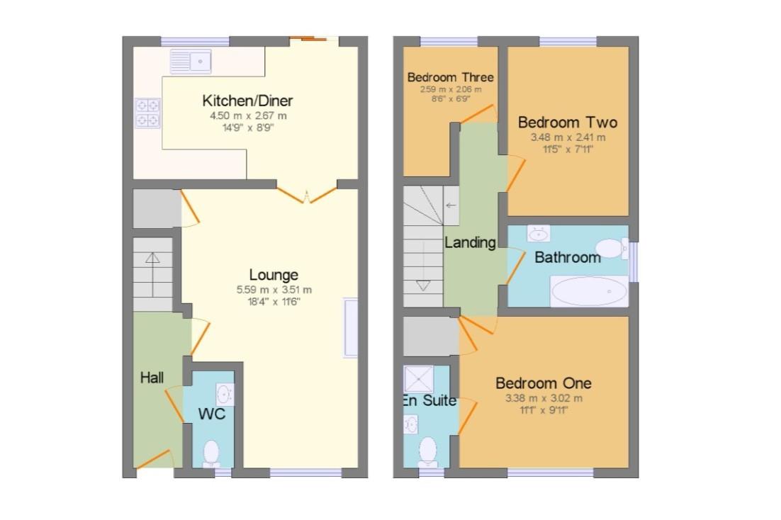 Floor plan, 3 bedroom house for sale, The Hawthorns, Crewe, CW1