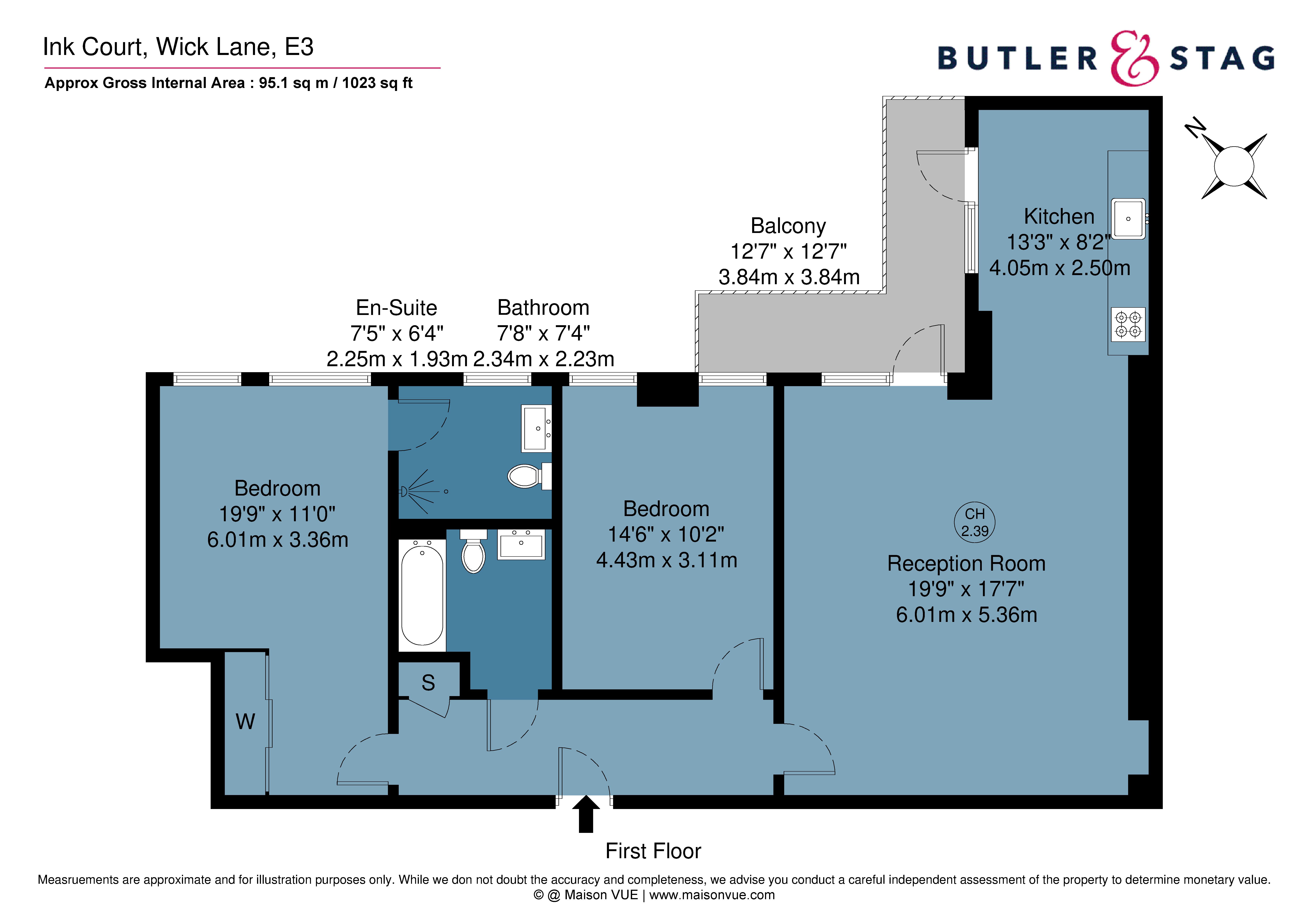 Floor plan, 2 bedroom flat for sale, Ink Court, London, E3