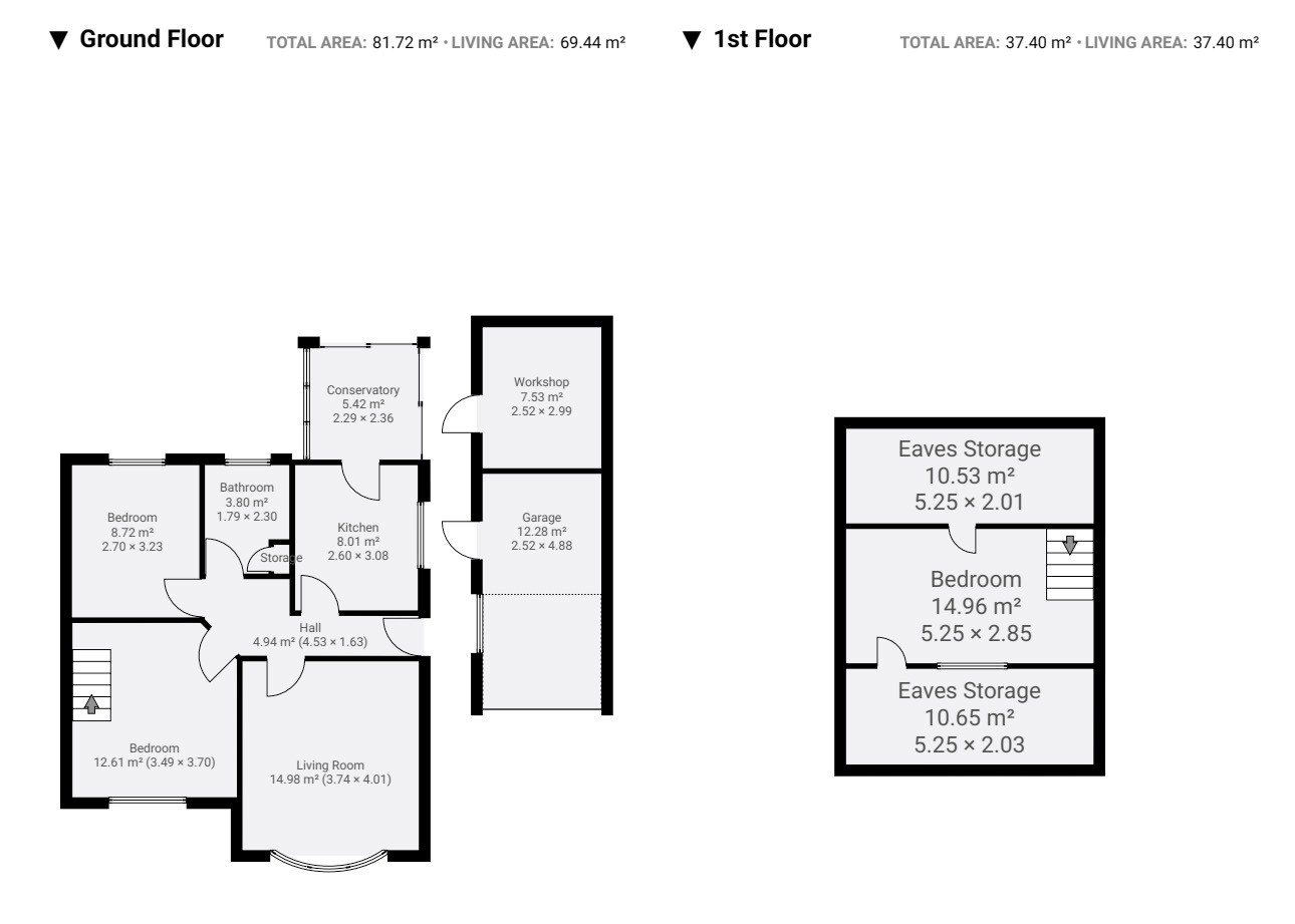 Floor plan, 2 bedroom semi detached bungalow for sale, Kingsley Crescent, Bedworth, CV12