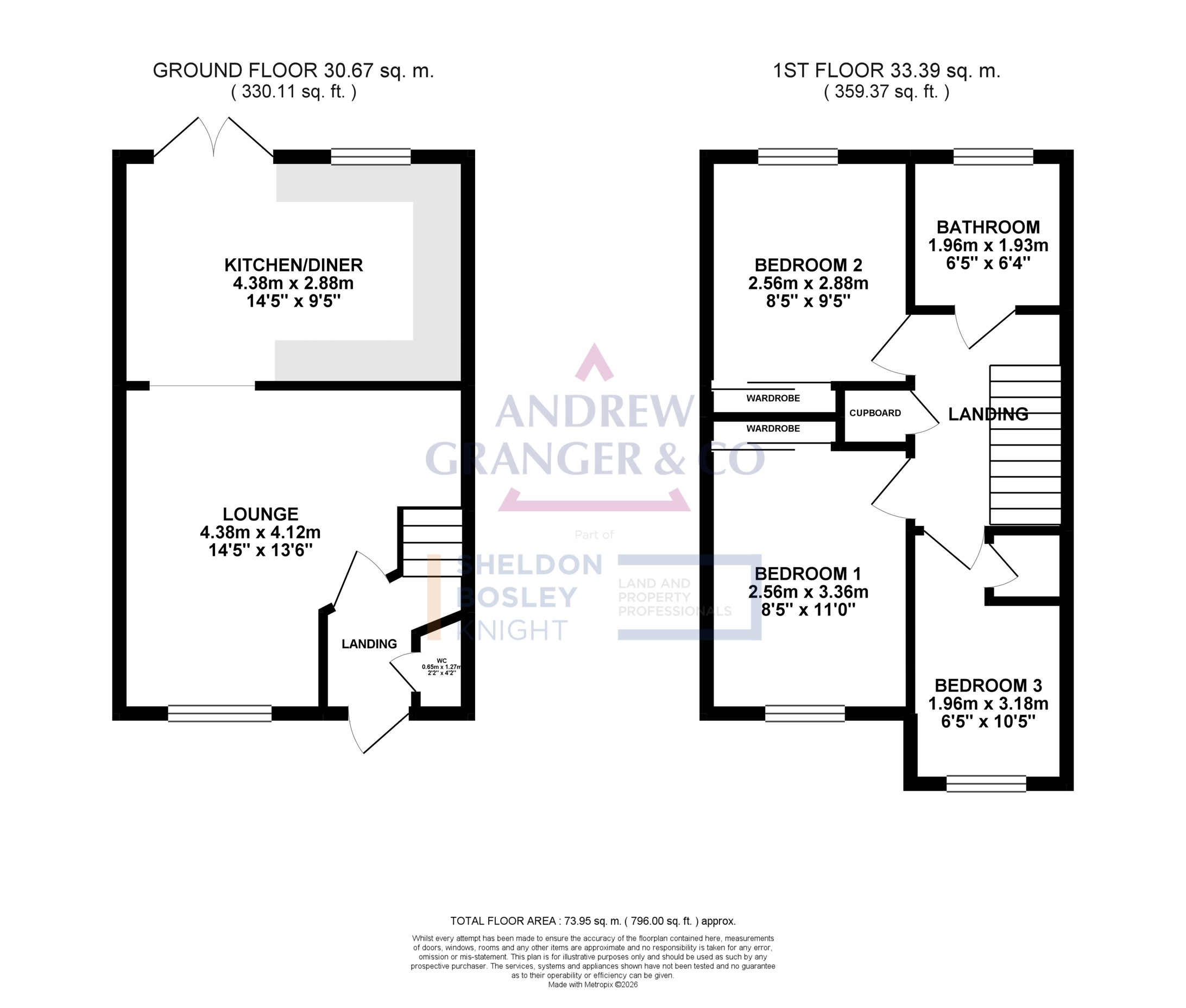 Floorplan, 3 bedroom end of terrace house for sale, Austins Close, Market Harborough, LE16