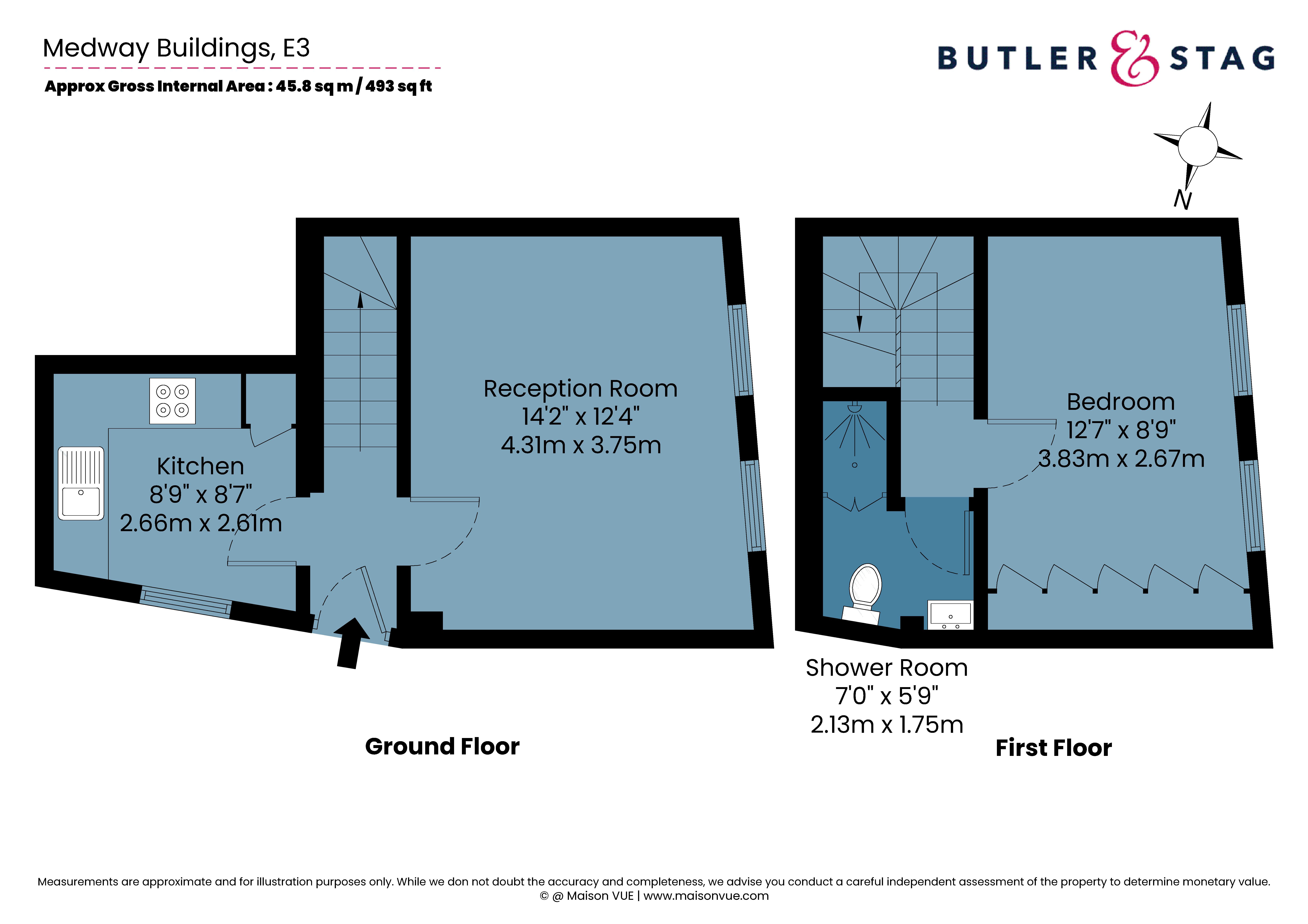 Floor plan, 1 bedroom flat for sale, Medway Buildings Medway Road, London, E3