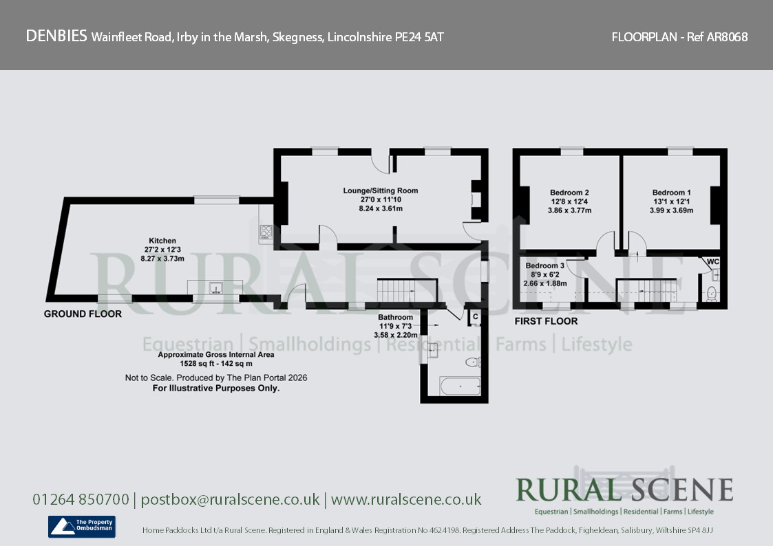 Floorplan, 3 bedroom detached house for sale, Denbies Wainfleet Road, Skegness, PE24