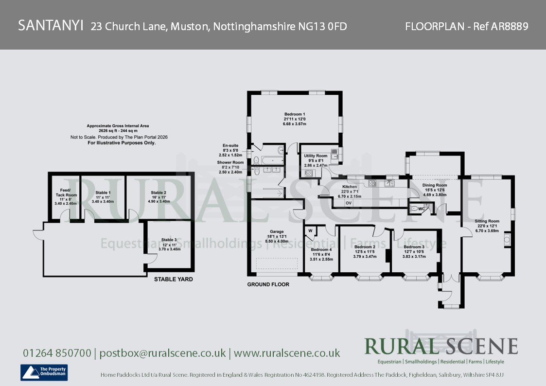 Floorplan, 4 bedroom detached bungalow for sale, Church Lane, Nottingham, NG13