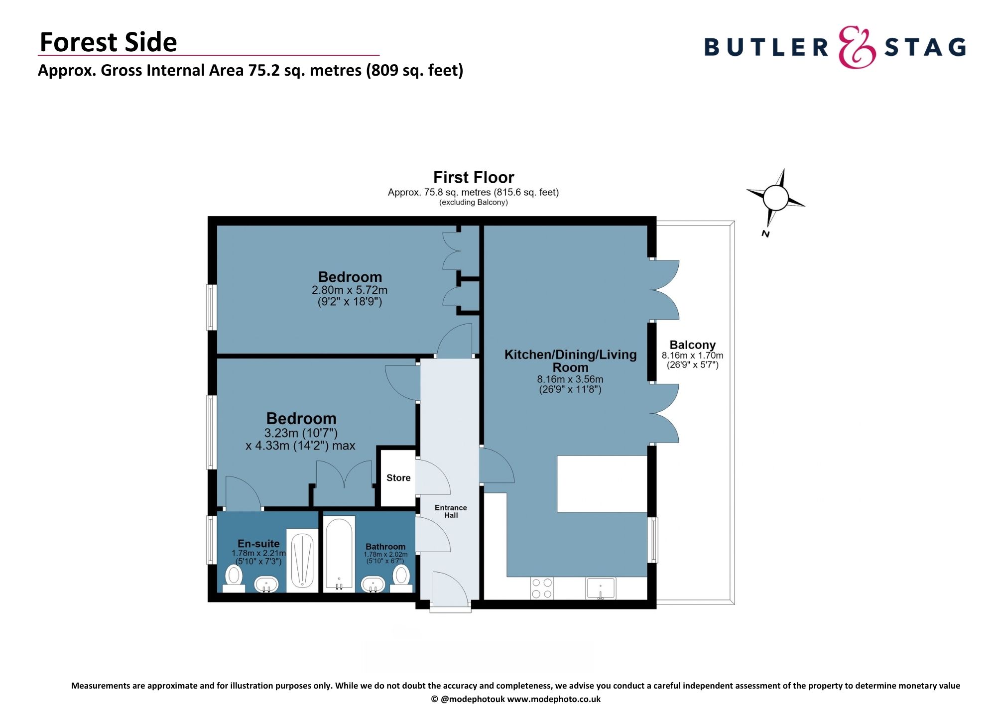 Floor plan, 2 bedroom flat for sale, Plot 6, London, E4