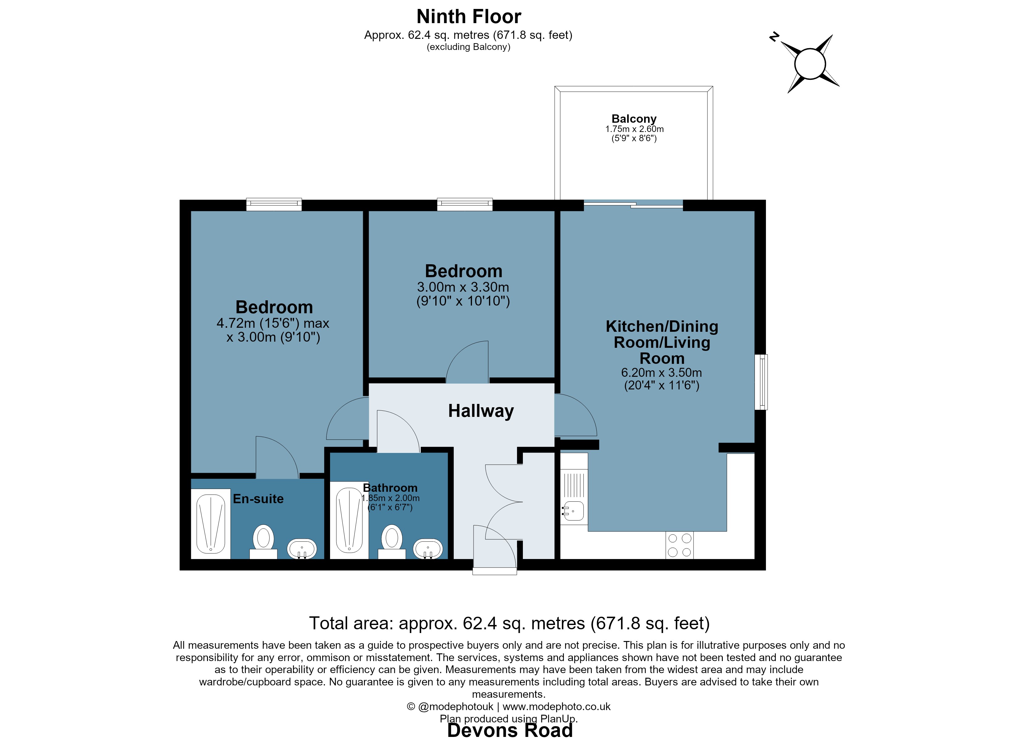 Floor plan, 2 bedroom flat for sale, Devons Road, London, E3