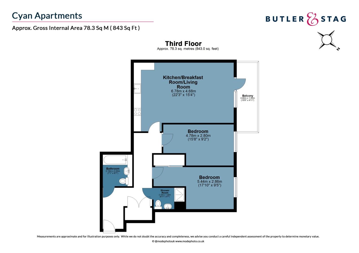 Floor plan, 2 bedroom apartment for sale, Cyan Apartments, London, E3