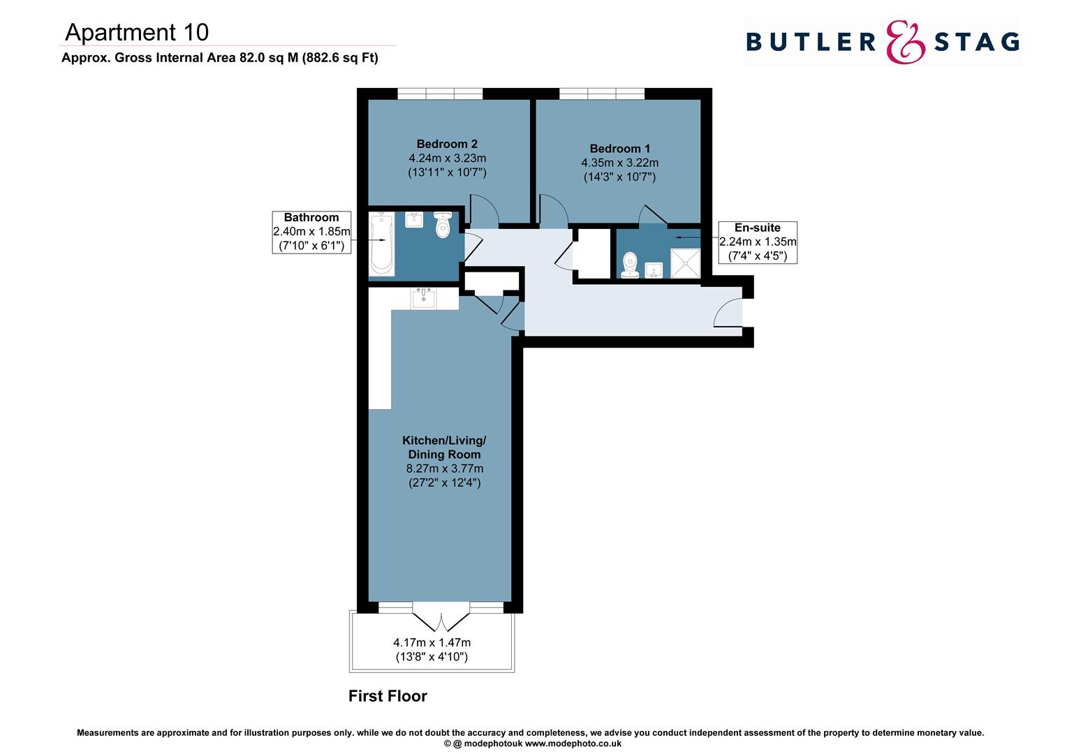 Floor plan, 2 bedroom apartment for sale, Novella House, Chigwell, IG7