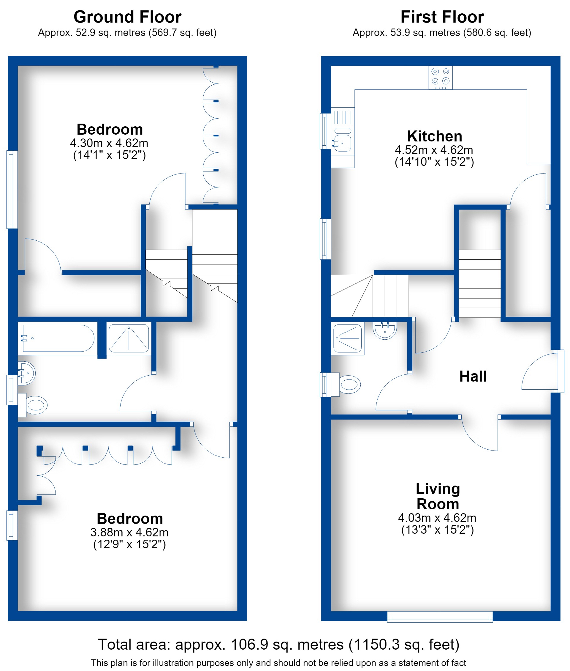 Floorplan, 2 bedroom apartment for sale, Kenilworth Road, Leamington Spa, CV32