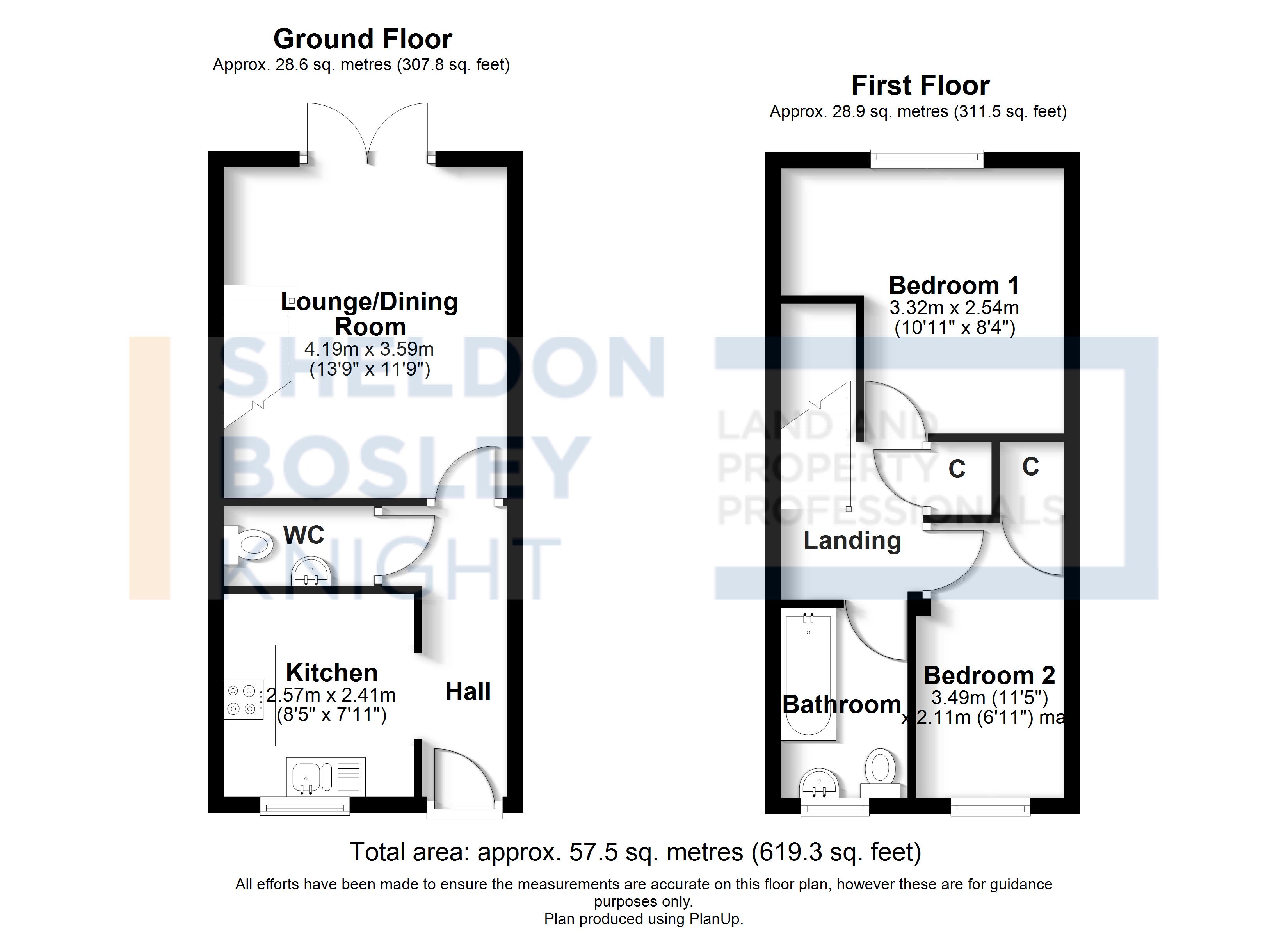 Floorplan, 2 bedroom semi detached house for sale, Malin Mews, Evesham, WR11