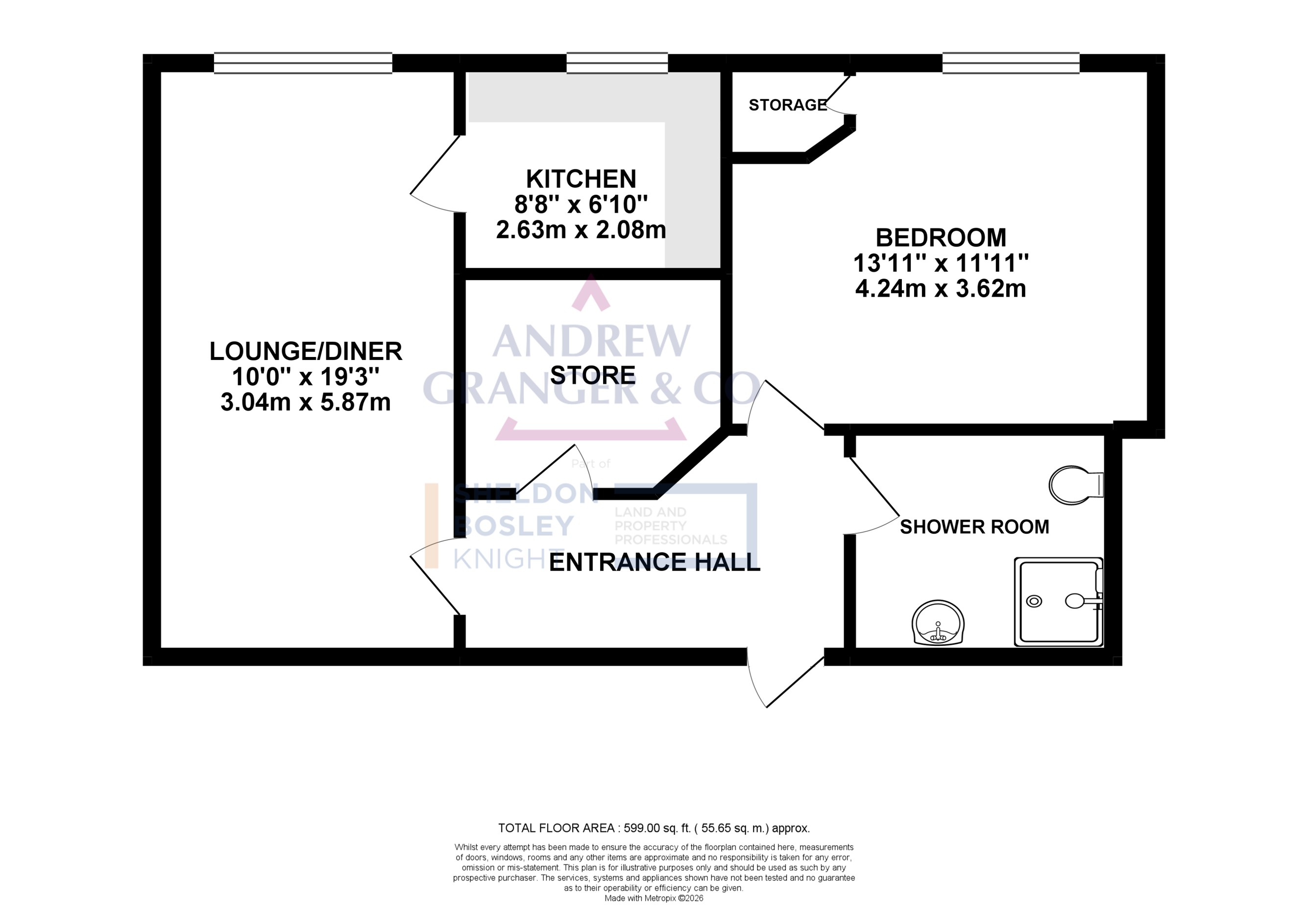 Floorplan, 1 bedroom flat for sale, Elizabeth Place, Market Harborough, LE16