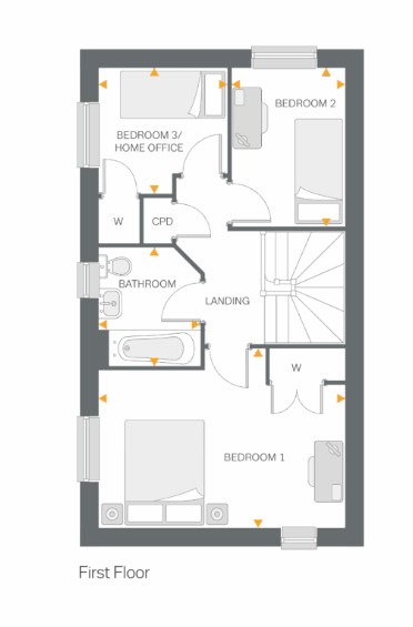 Floorplan, 3 bedroom semi detached house for sale, Plot 48 (THE CALDEW), Coventry, CV4