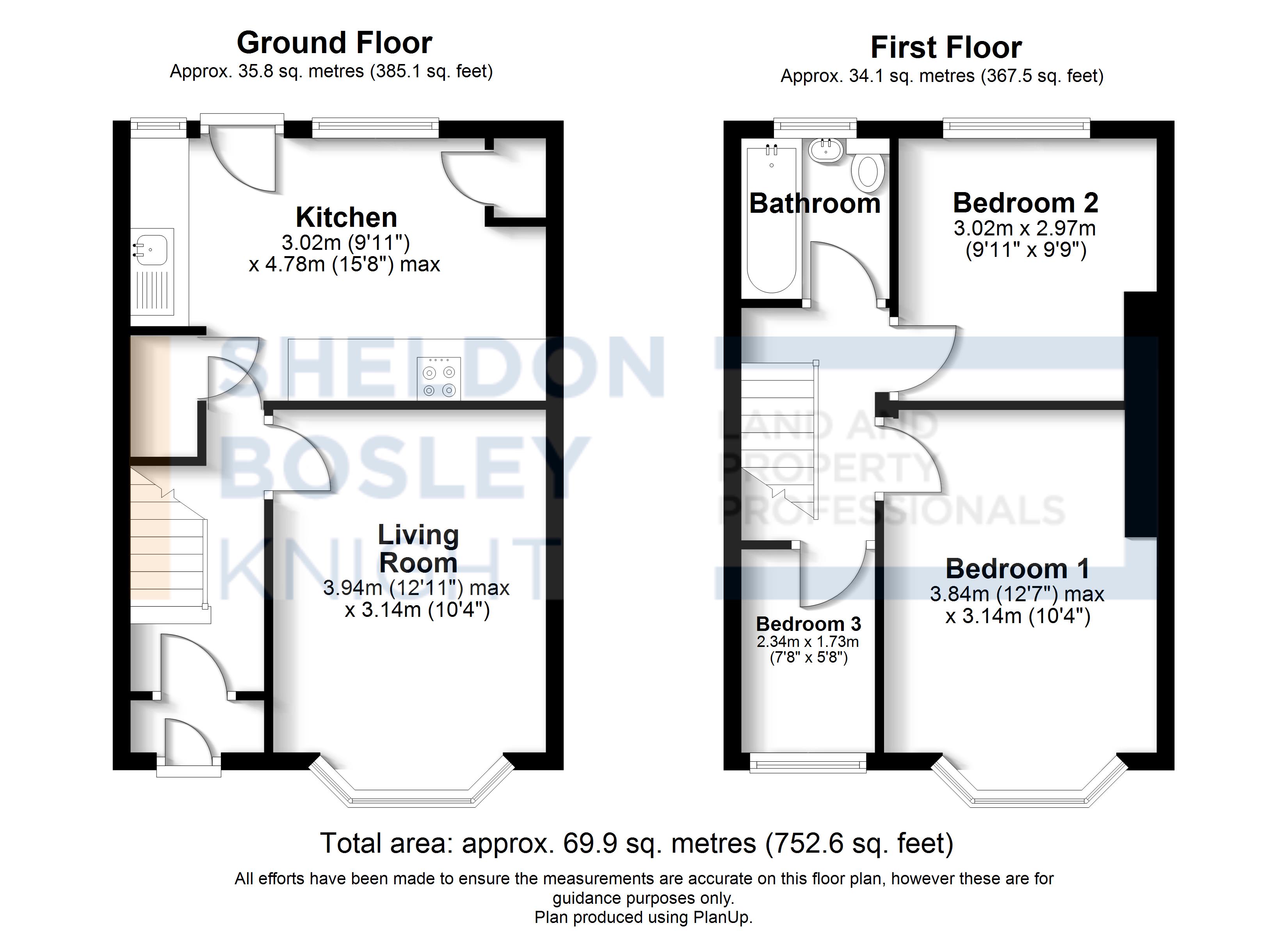 Floorplan, 3 bedroom mid-terraced house for sale, Avon Street, Coventry, CV2