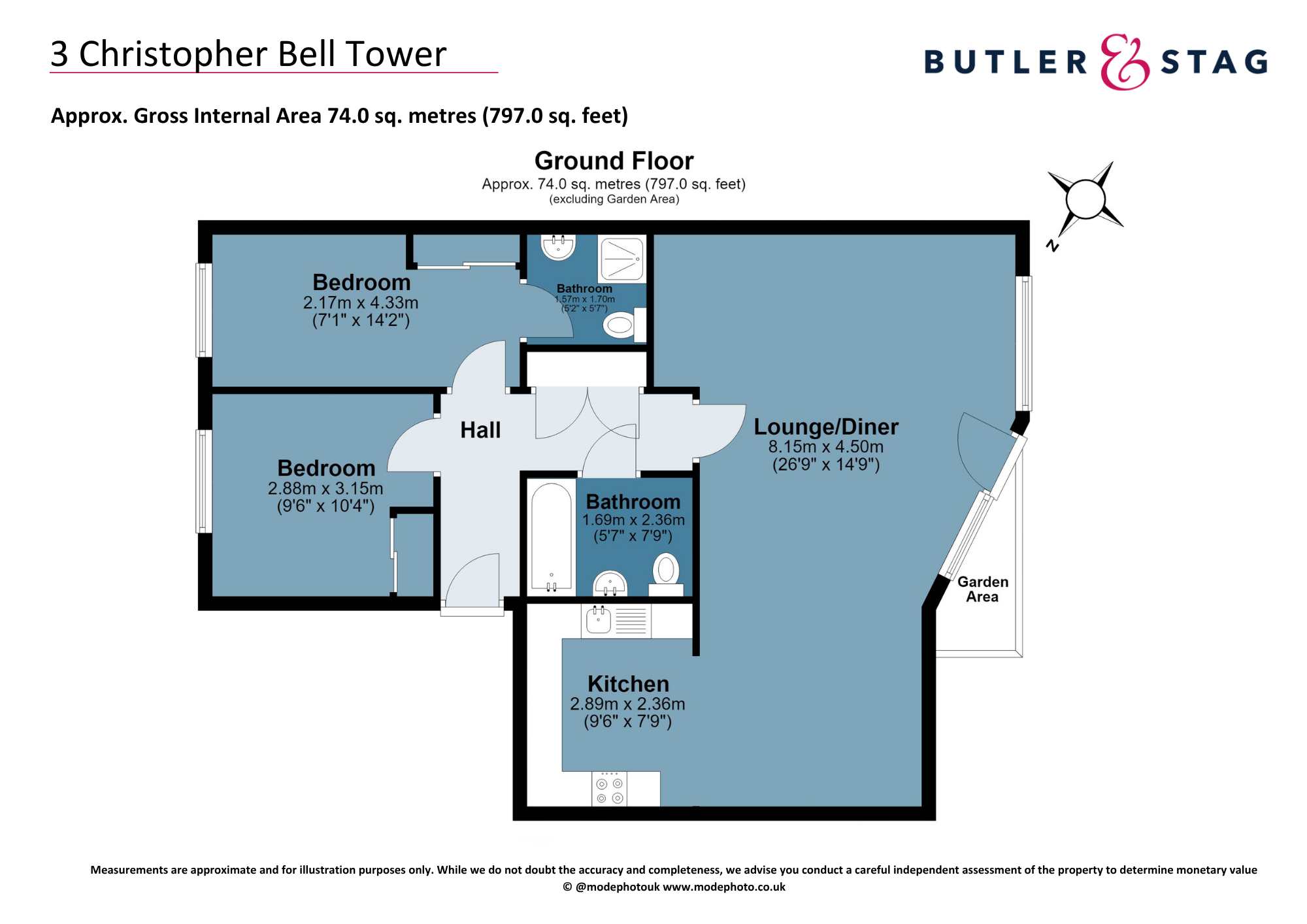Floor plan, 2 bedroom flat for sale, Christopher Bell Tower, London, E3