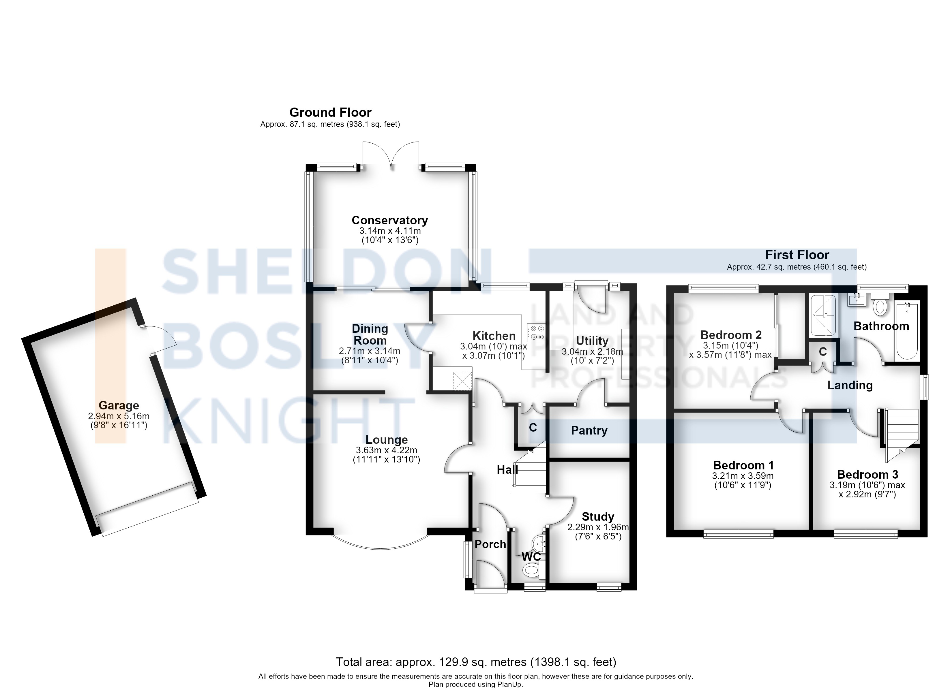 Floorplan, 3 bedroom detached house for sale, Allesborough Drive, Pershore, WR10