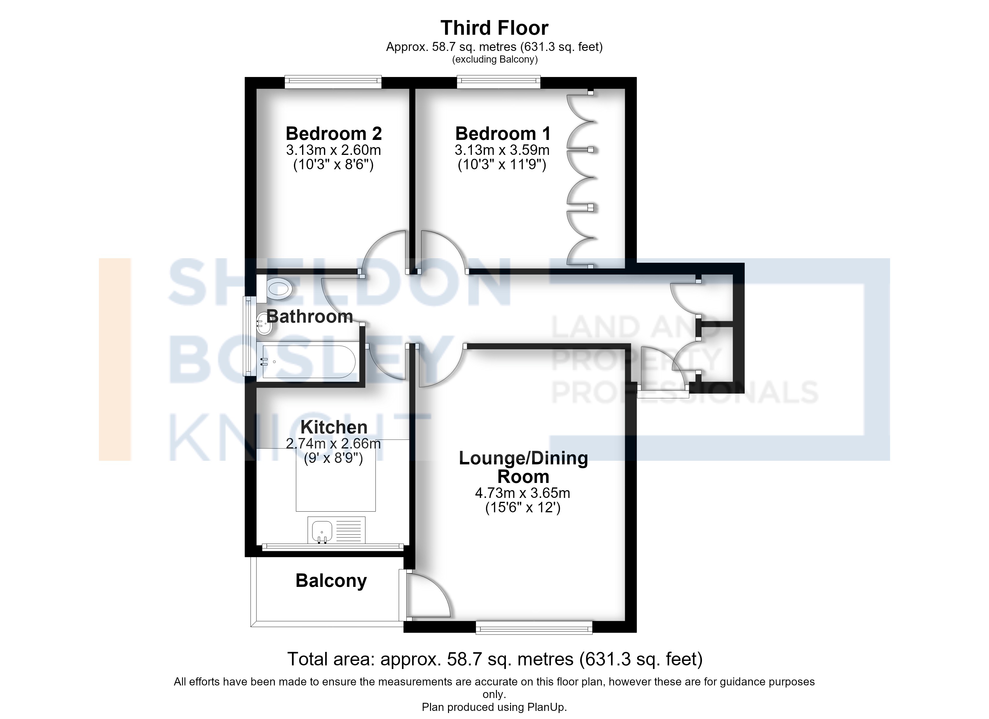 Floorplan, 2 bedroom flat for sale, Hearsall Court Tile Hill Lane, Coventry, CV4