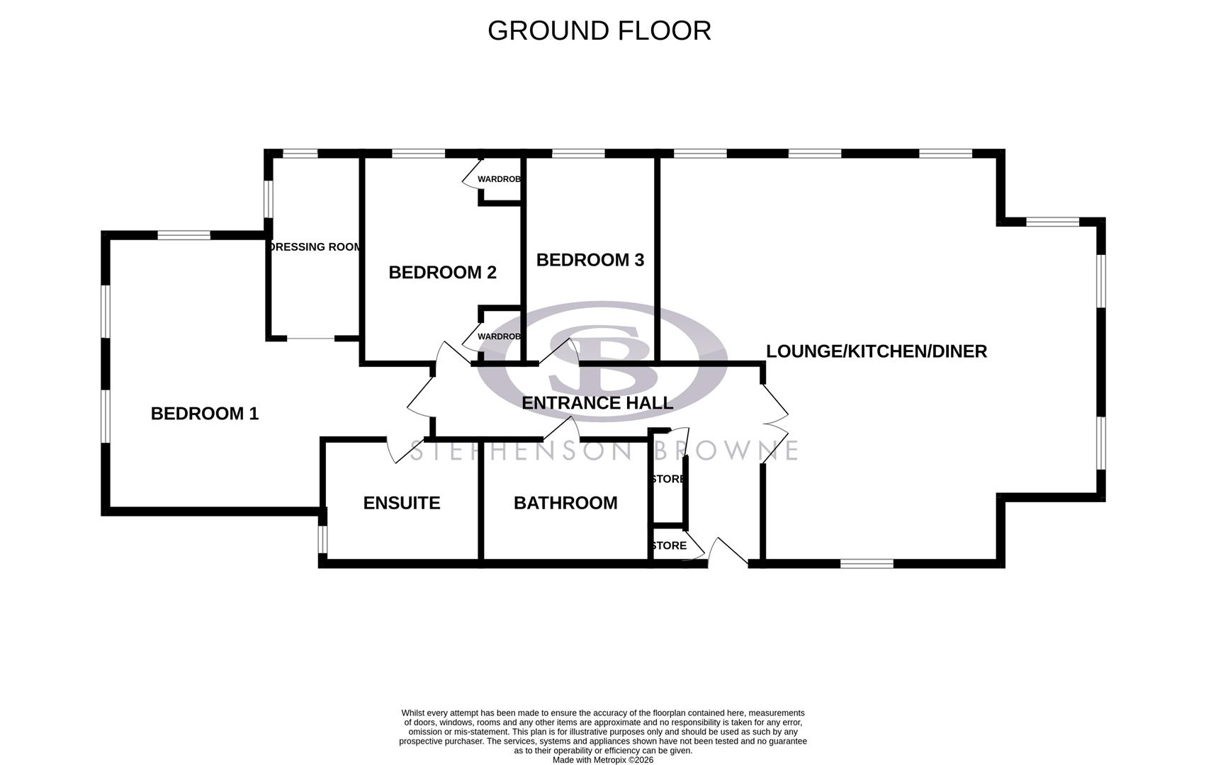 Floor plan, 3 bedroom apartment for sale, Ashbourne Drive, Crewe, CW2