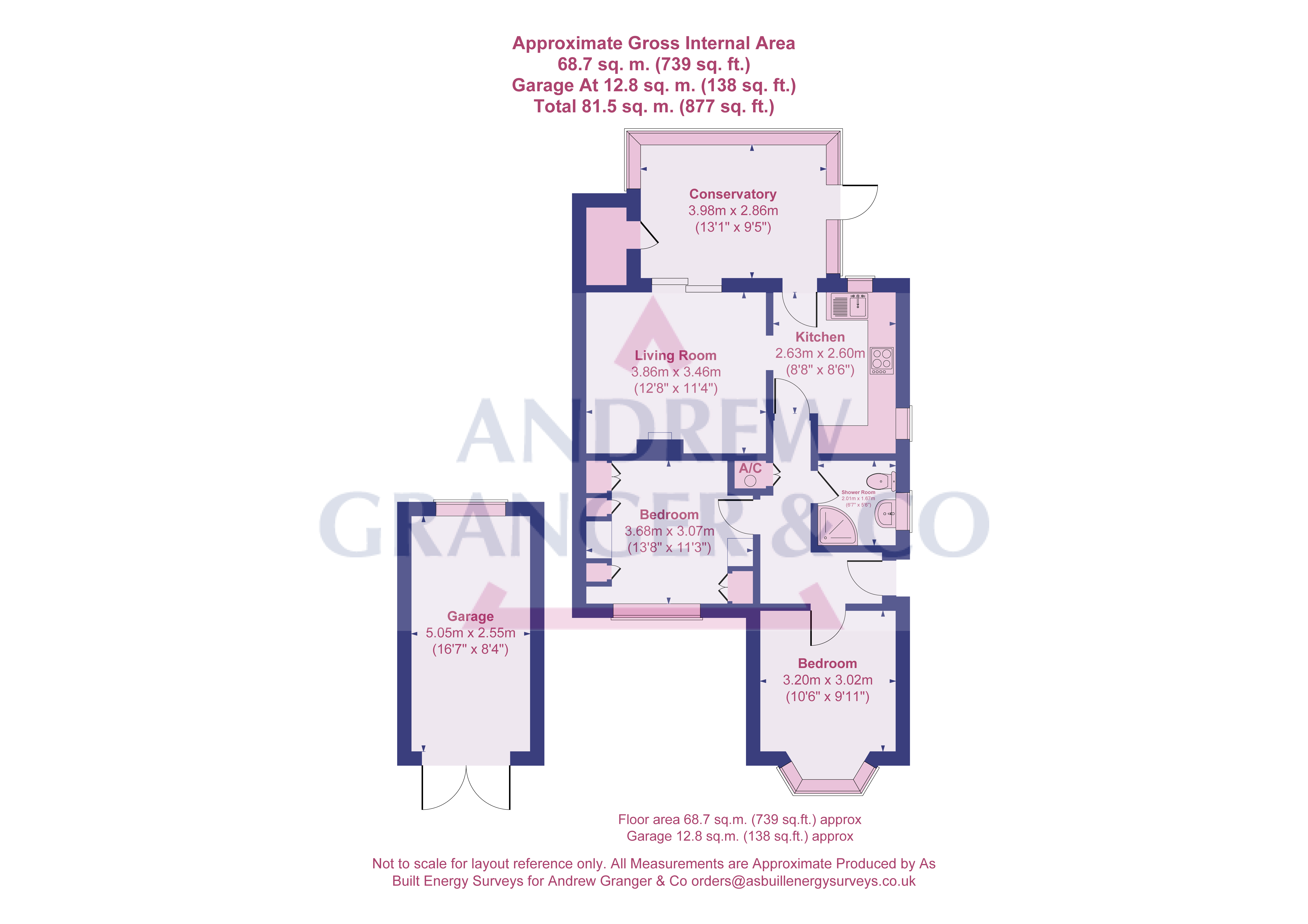 Floorplan, 2 bedroom semi detached bungalow for sale, Hazel Road, Loughborough, LE11