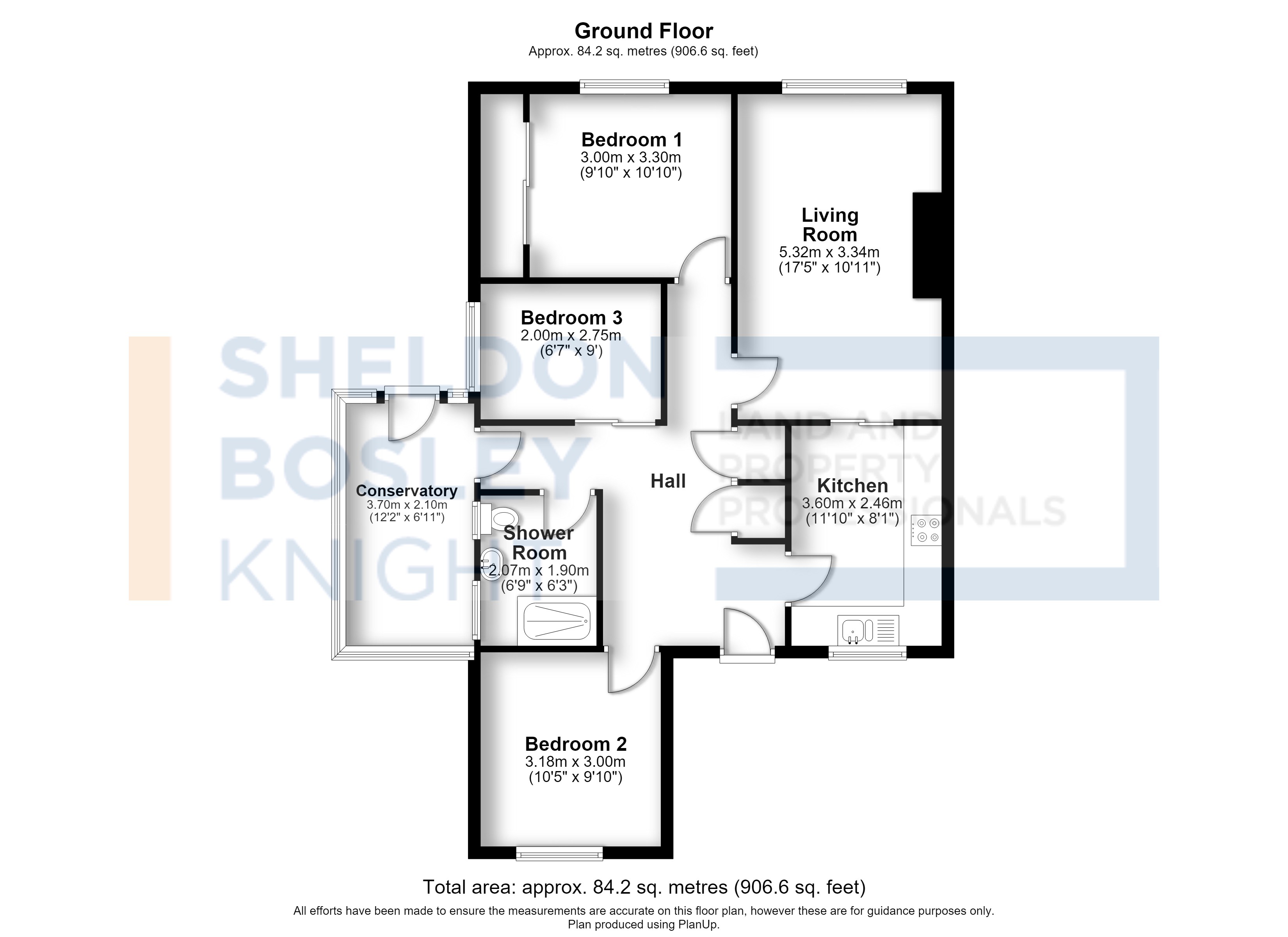 Floorplan, 3 bedroom semi detached bungalow for sale, Roseway, Nuneaton, CV13
