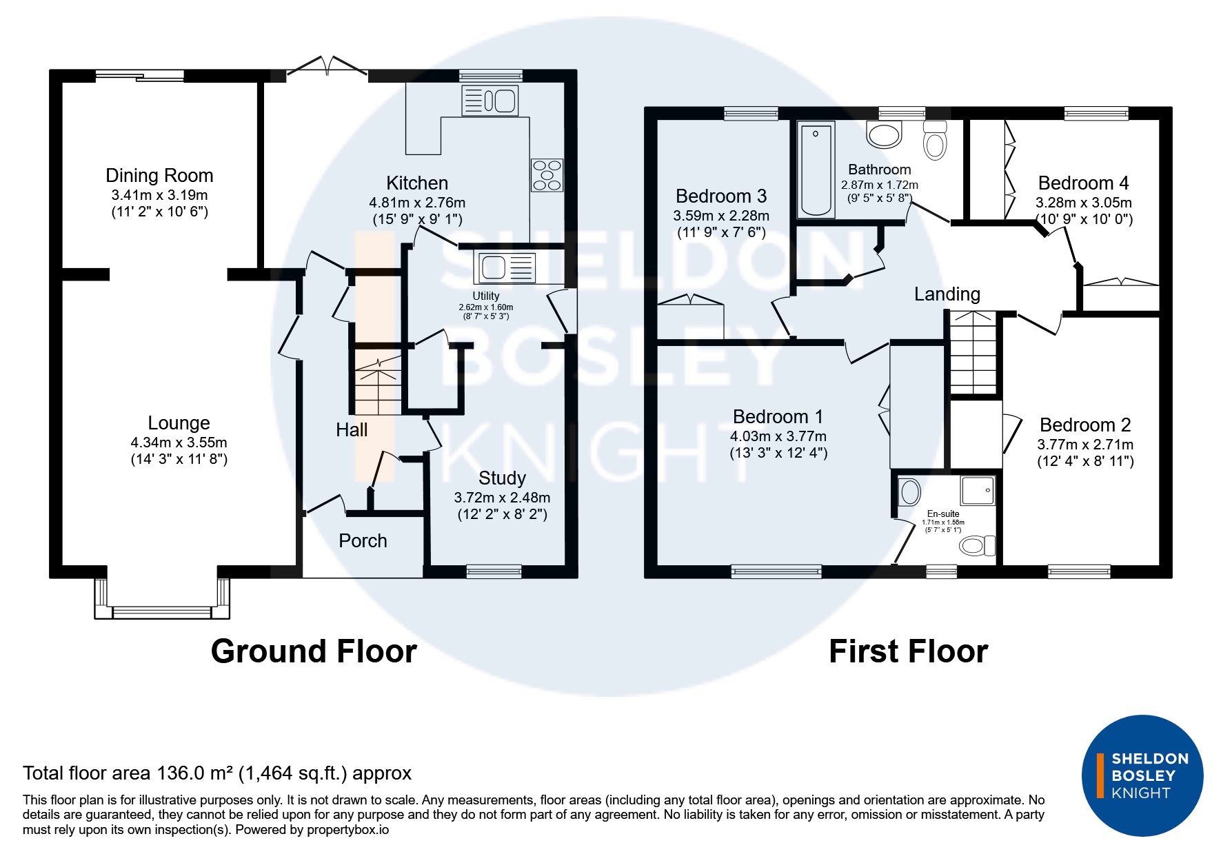 Floorplan, 4 bedroom detached house for sale, Millers Bank, Alcester, B50