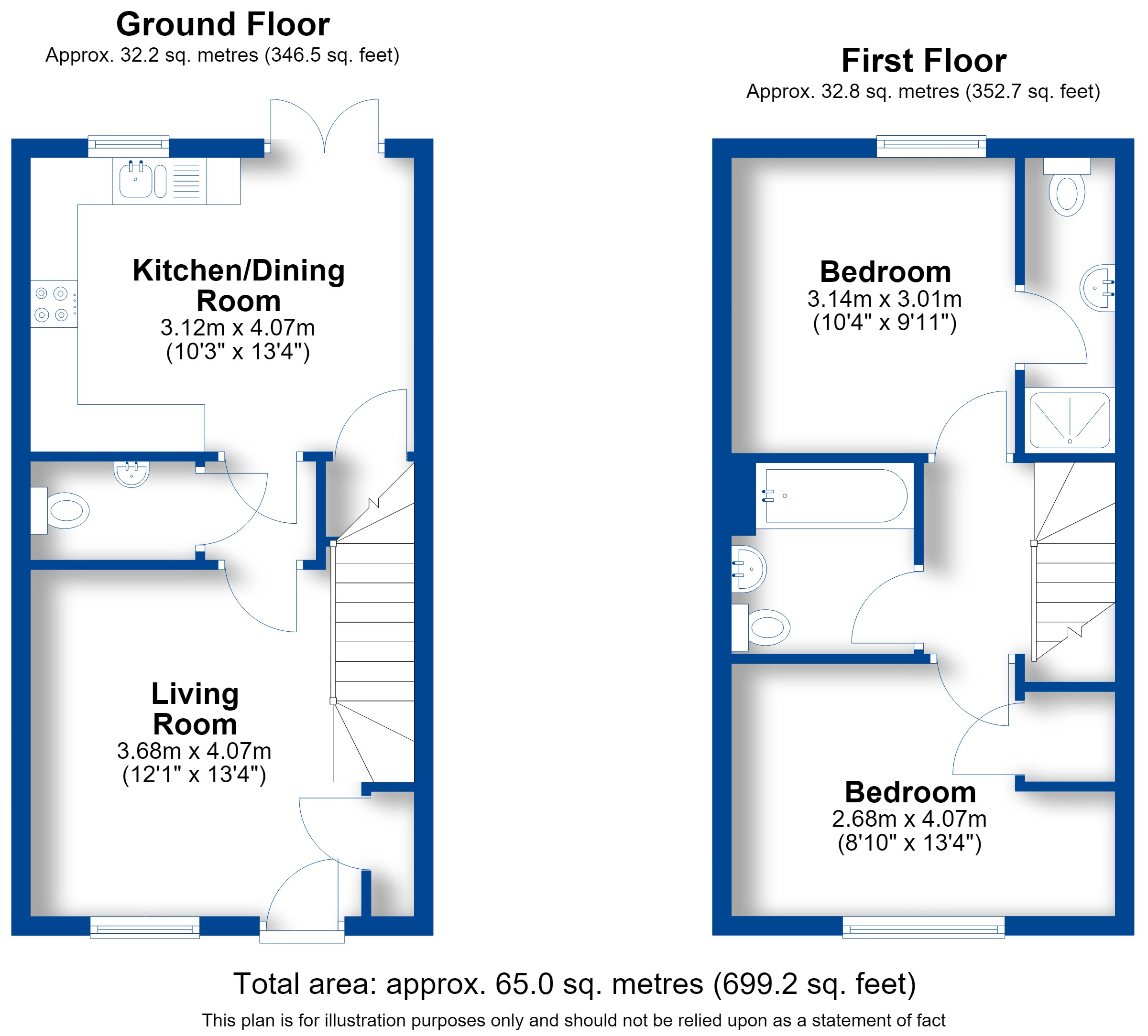 Floorplan, 2 bedroom semi detached house for sale, Upperfield Road, Warwick, CV34