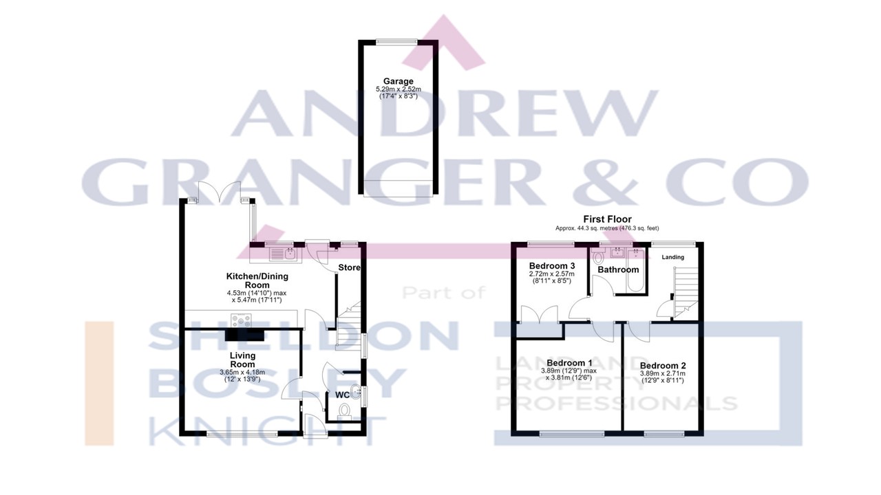 Floorplan, 3 bedroom semi detached house for sale, Buckingham Road, Leicester, LE8
