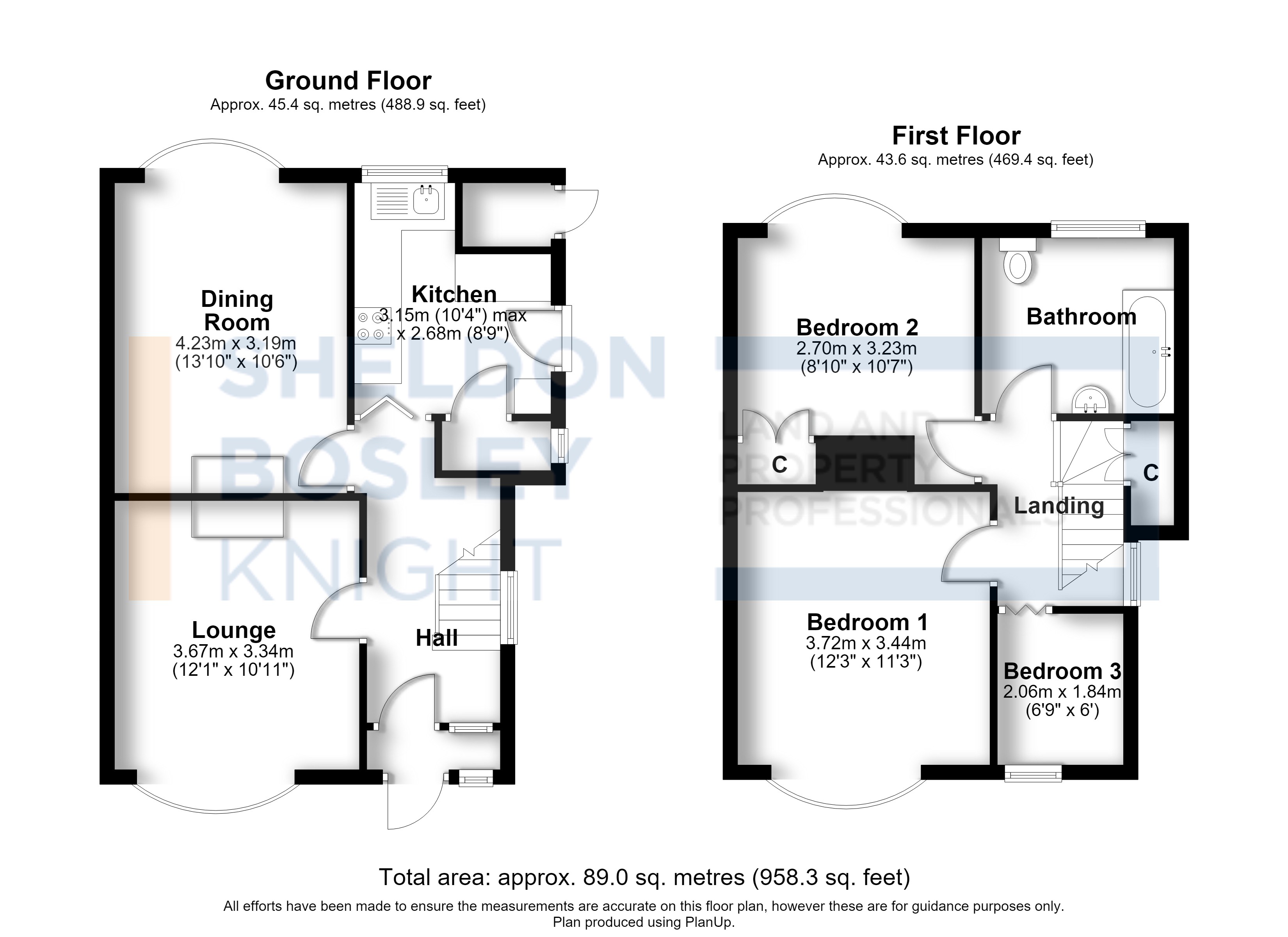 Floorplan, 3 bedroom detached house for sale, Lichfield Avenue, Evesham, WR11