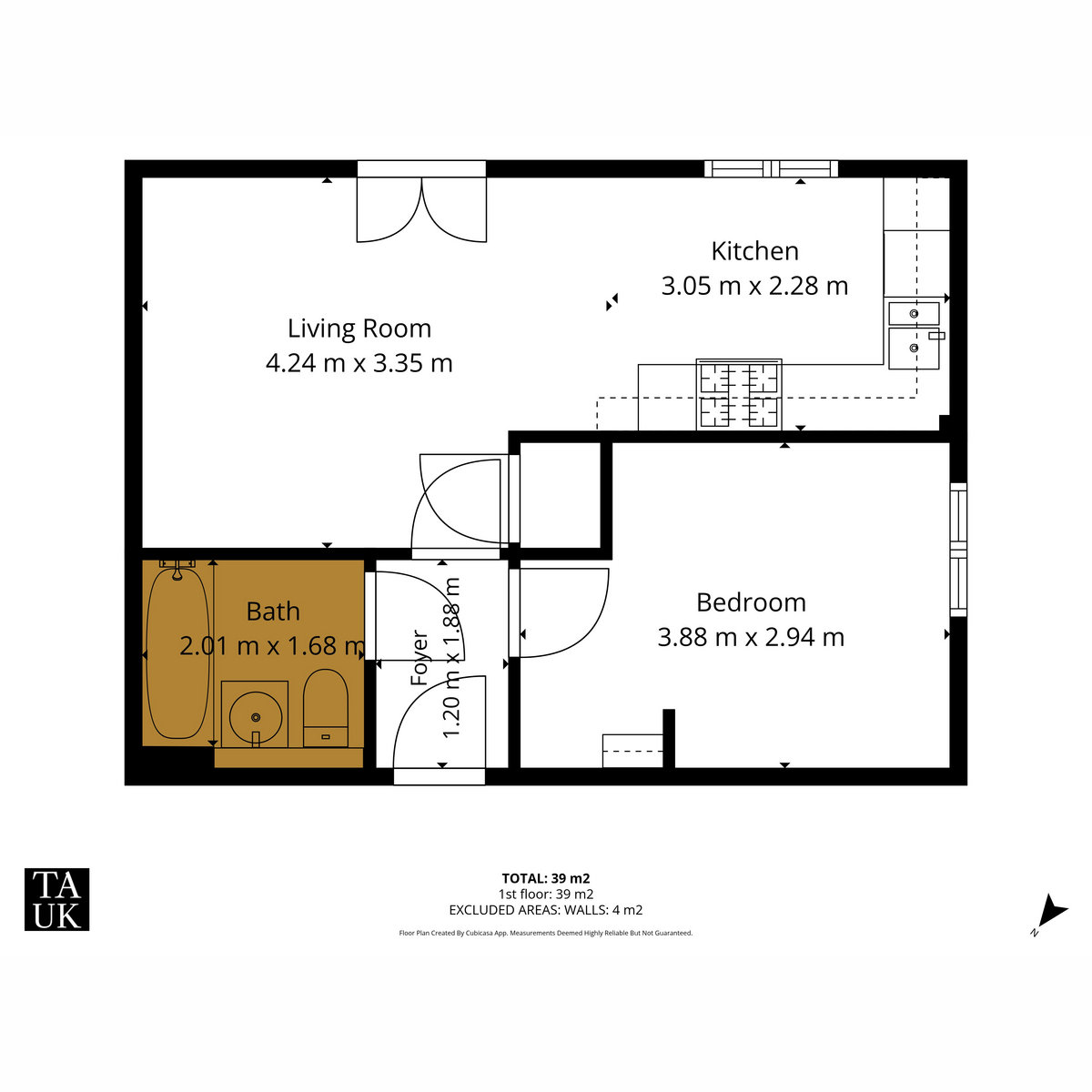 Floorplan, 1 bedroom for sale, Tilia Way, Bourne, PE10