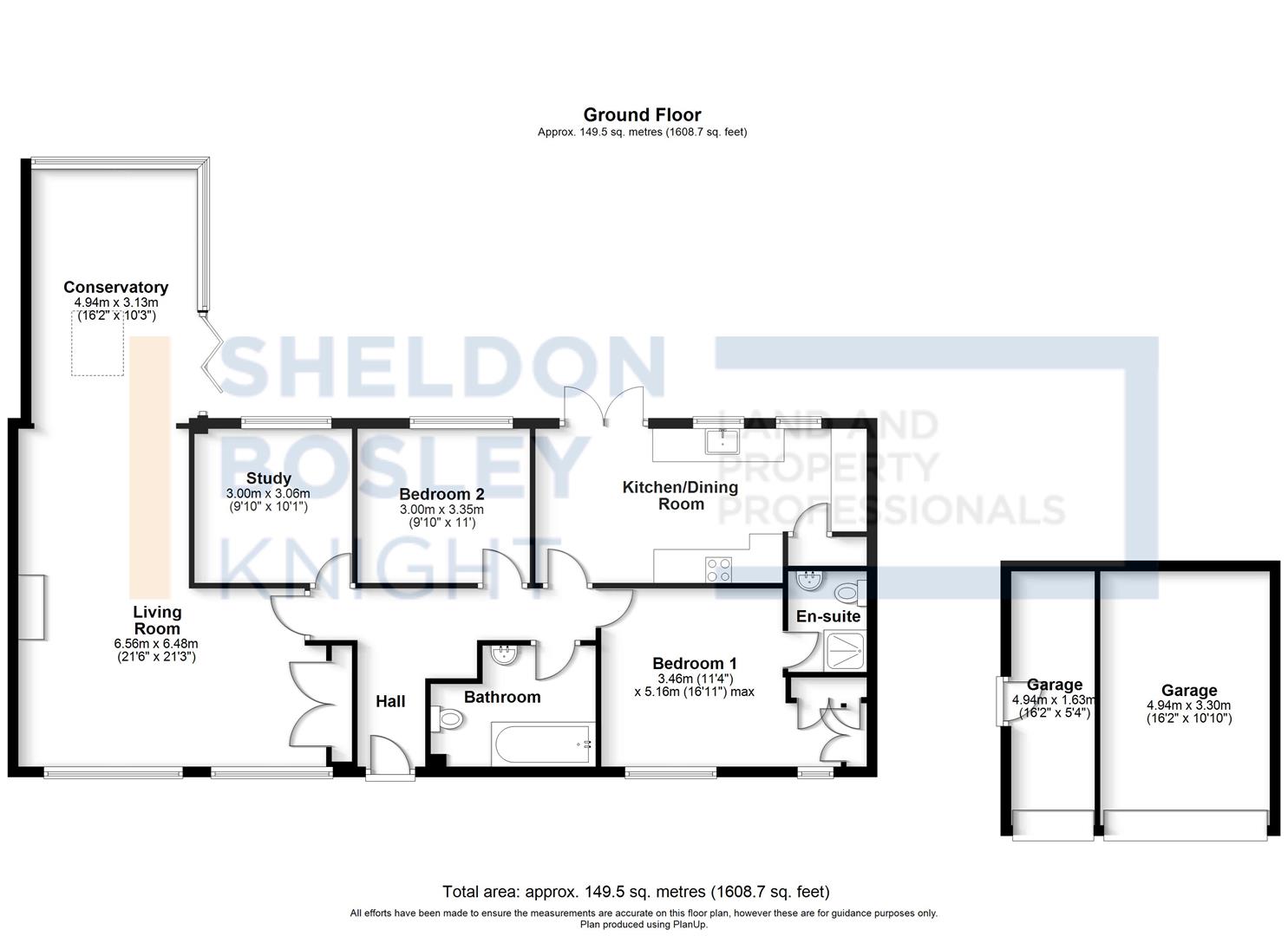 Floorplan, 3 bedroom detached bungalow for sale, Langdale Upper Street, Worcester, WR8