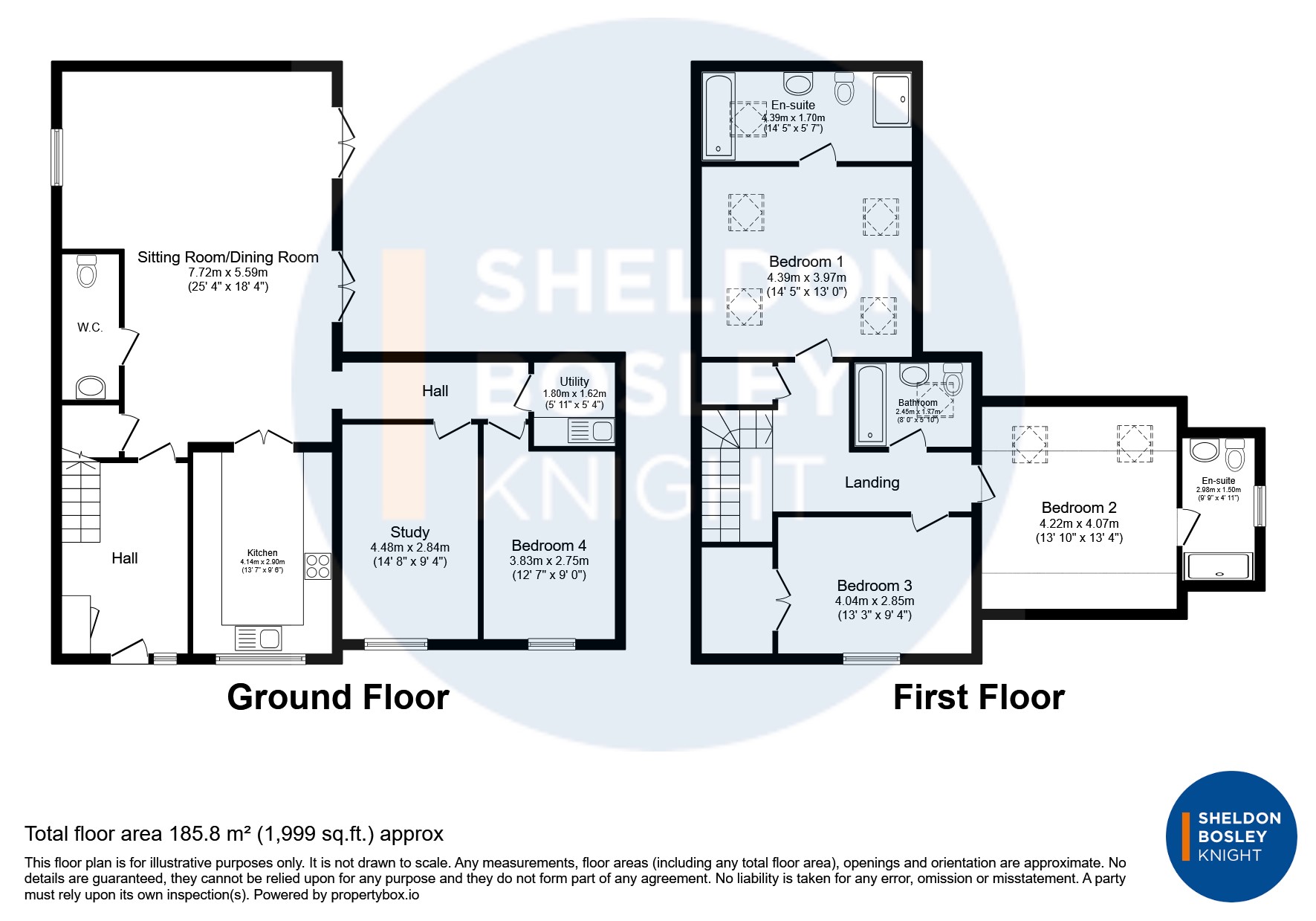 Floorplan, 4 bedroom link detached house for sale, The Orchard, Evesham, WR11