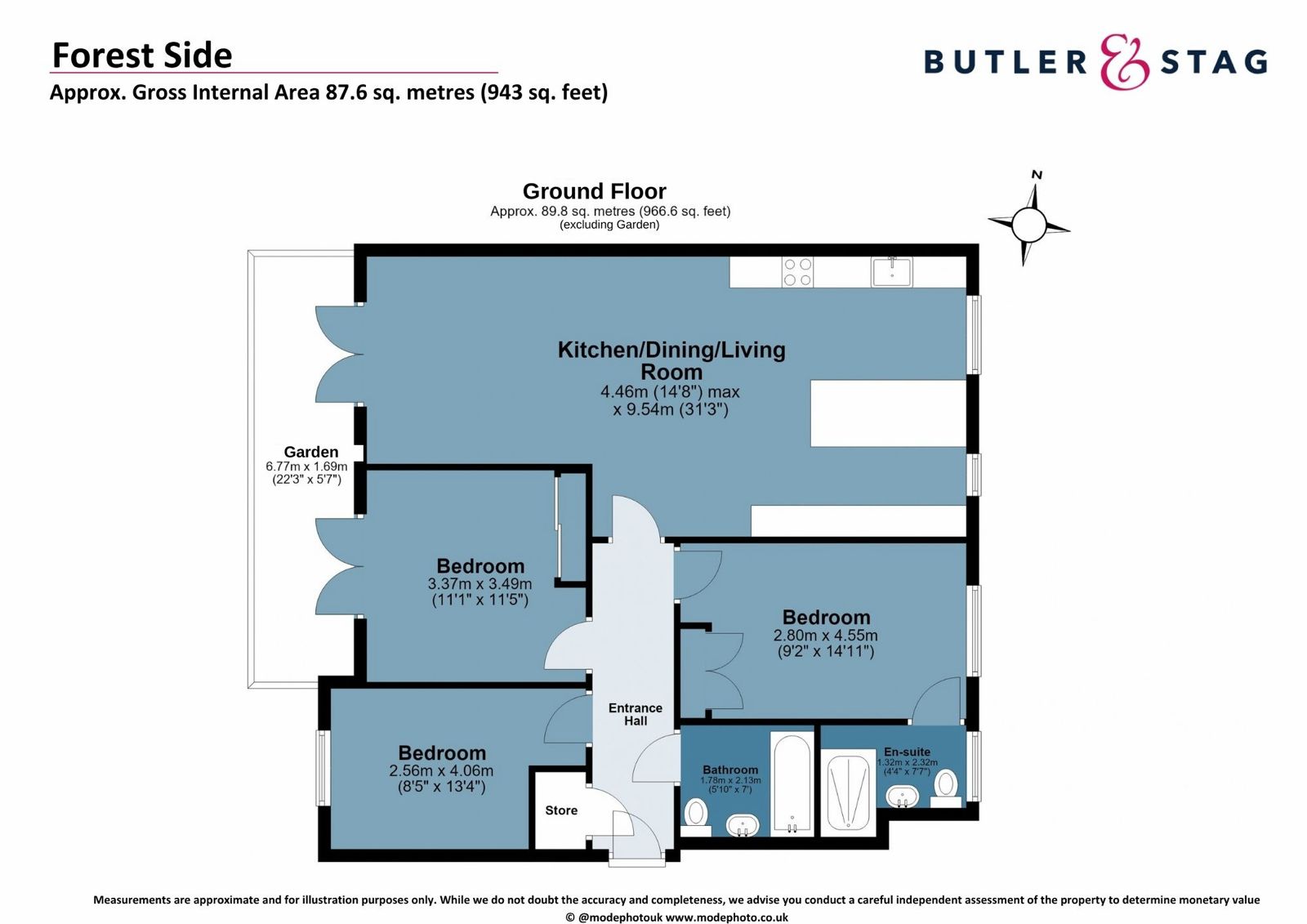 Floor plan, 3 bedroom flat for sale, Plot 3, London, E4