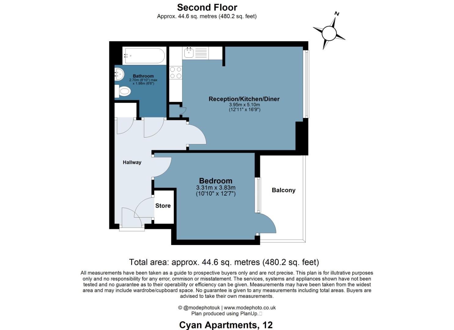 Floor plan, 1 bedroom flat for sale, Cyan Apartments, London, E3