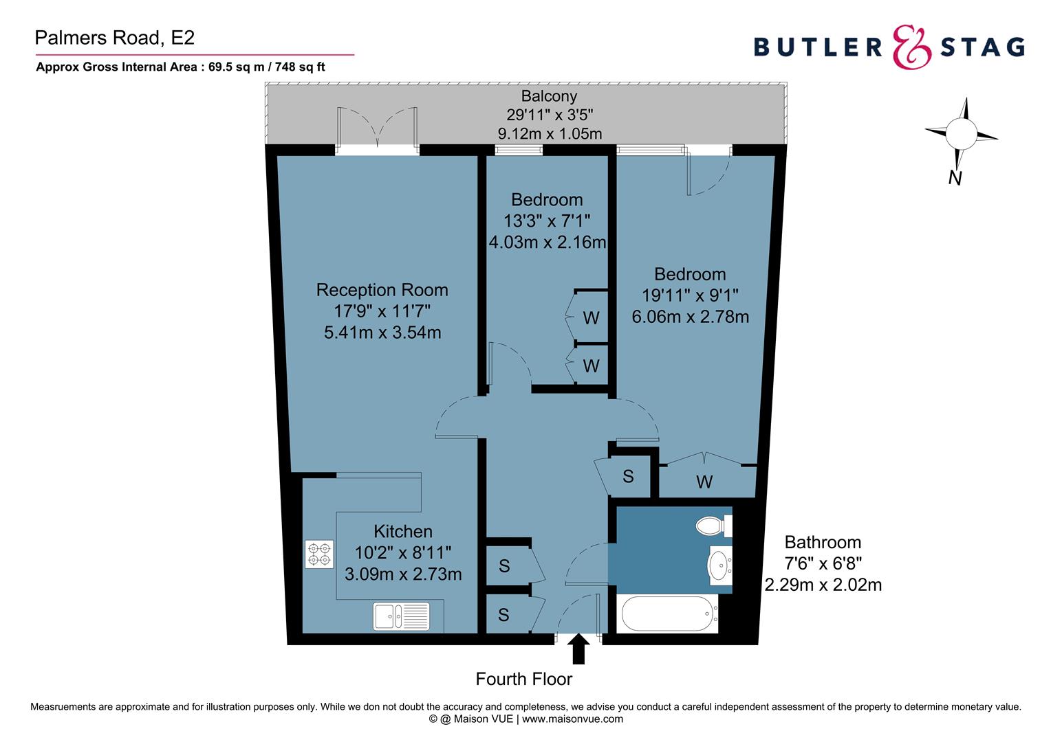 Floor plan, 2 bedroom apartment for sale, Palmers Road, London, E2