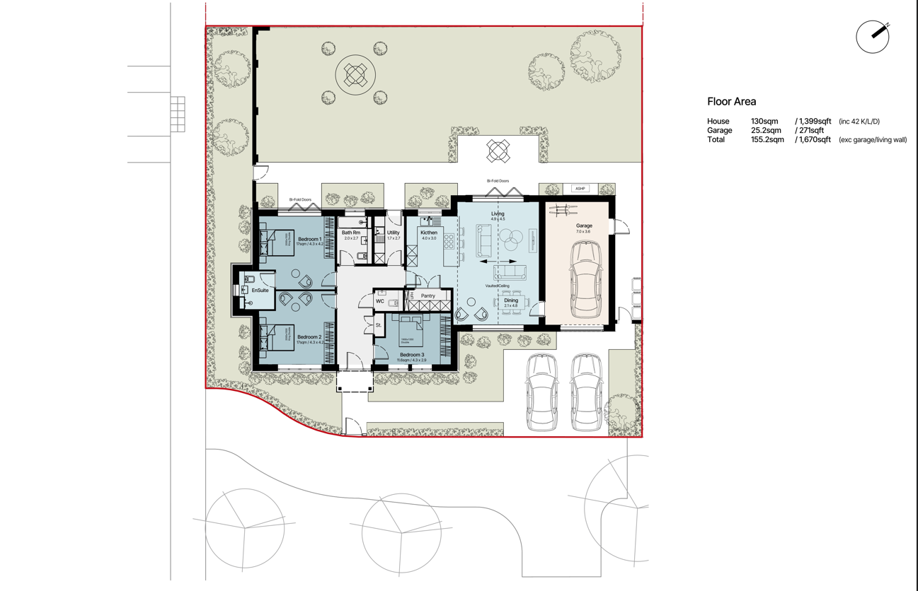 Floorplan, 3 bedroom detached bungalow for sale, Plot 5 The Lapworth, Salford Priors, WR11