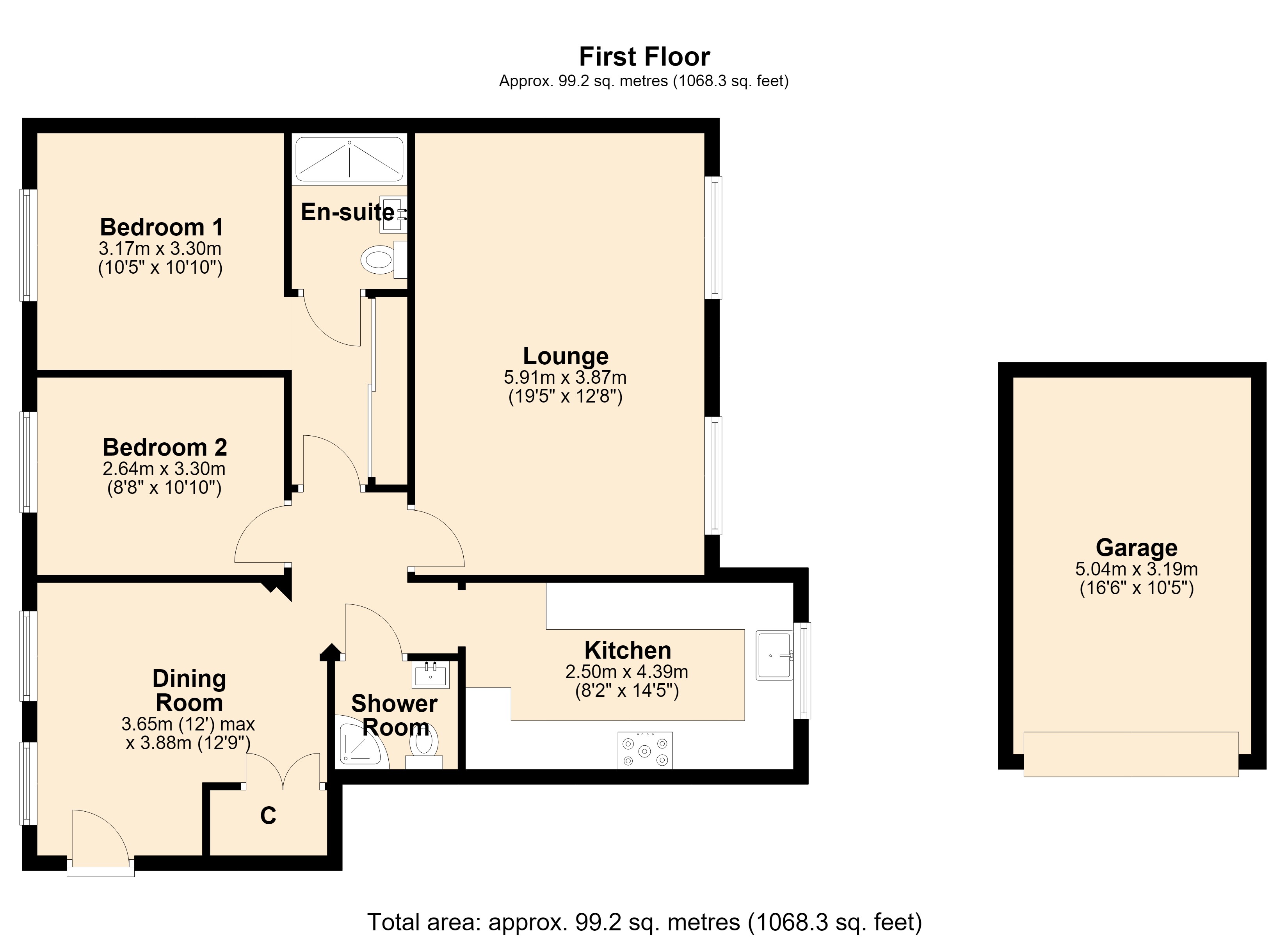 Floor plan, 2 bedroom apartment for sale, Staple Hill House Staple Hill, Warwick, CV35
