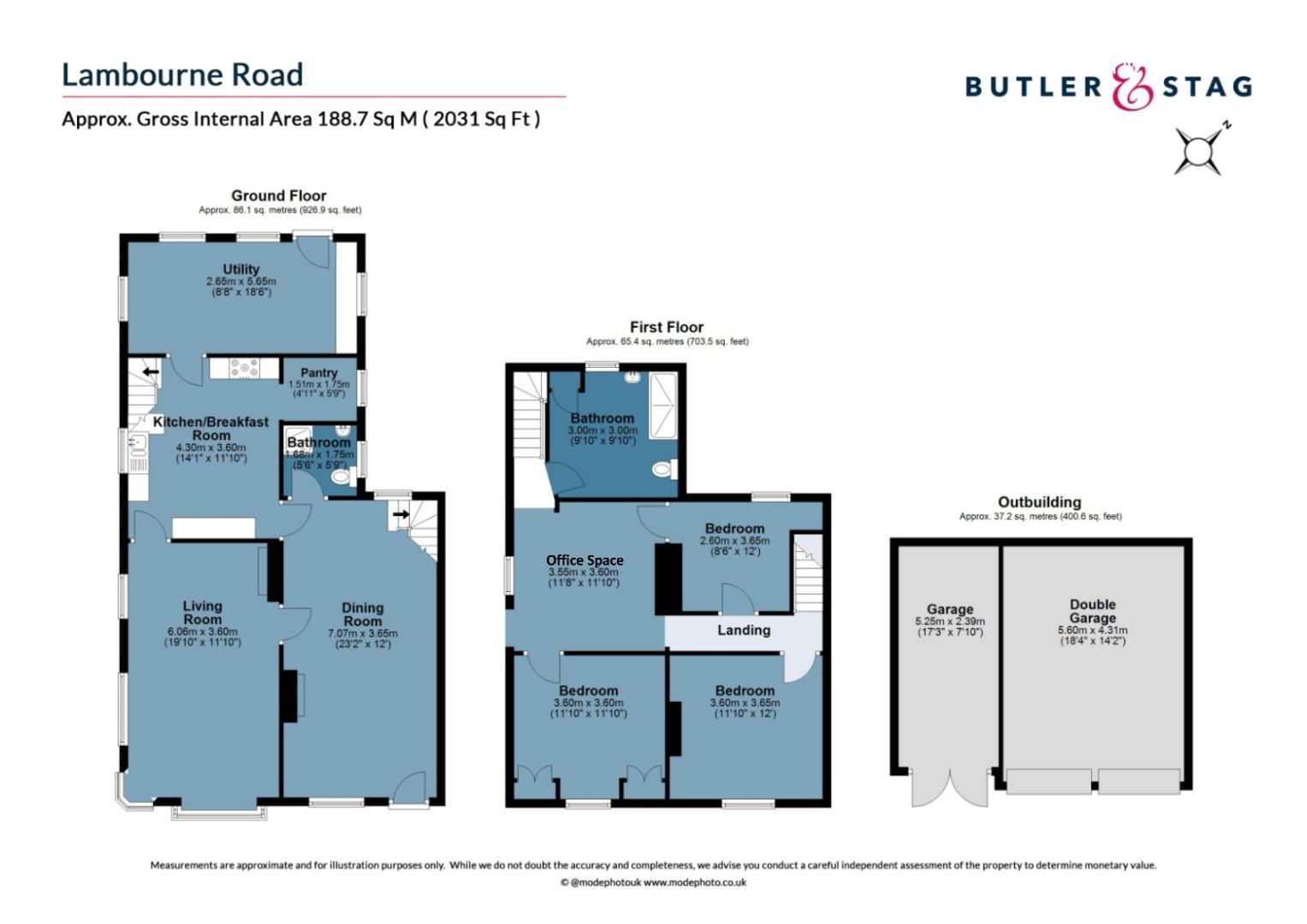 Floor plan, 3 bedroom end of terrace house for sale, Lambourne Road, Chigwell, IG7