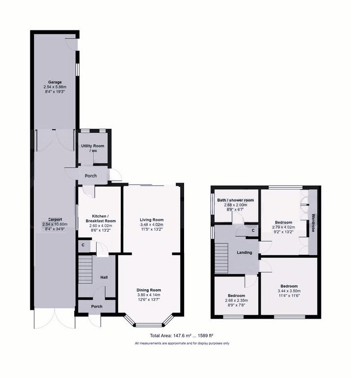 Floor plan, 3 bedroom semi detached house for sale, Gipsy Lane, Nuneaton, CV11