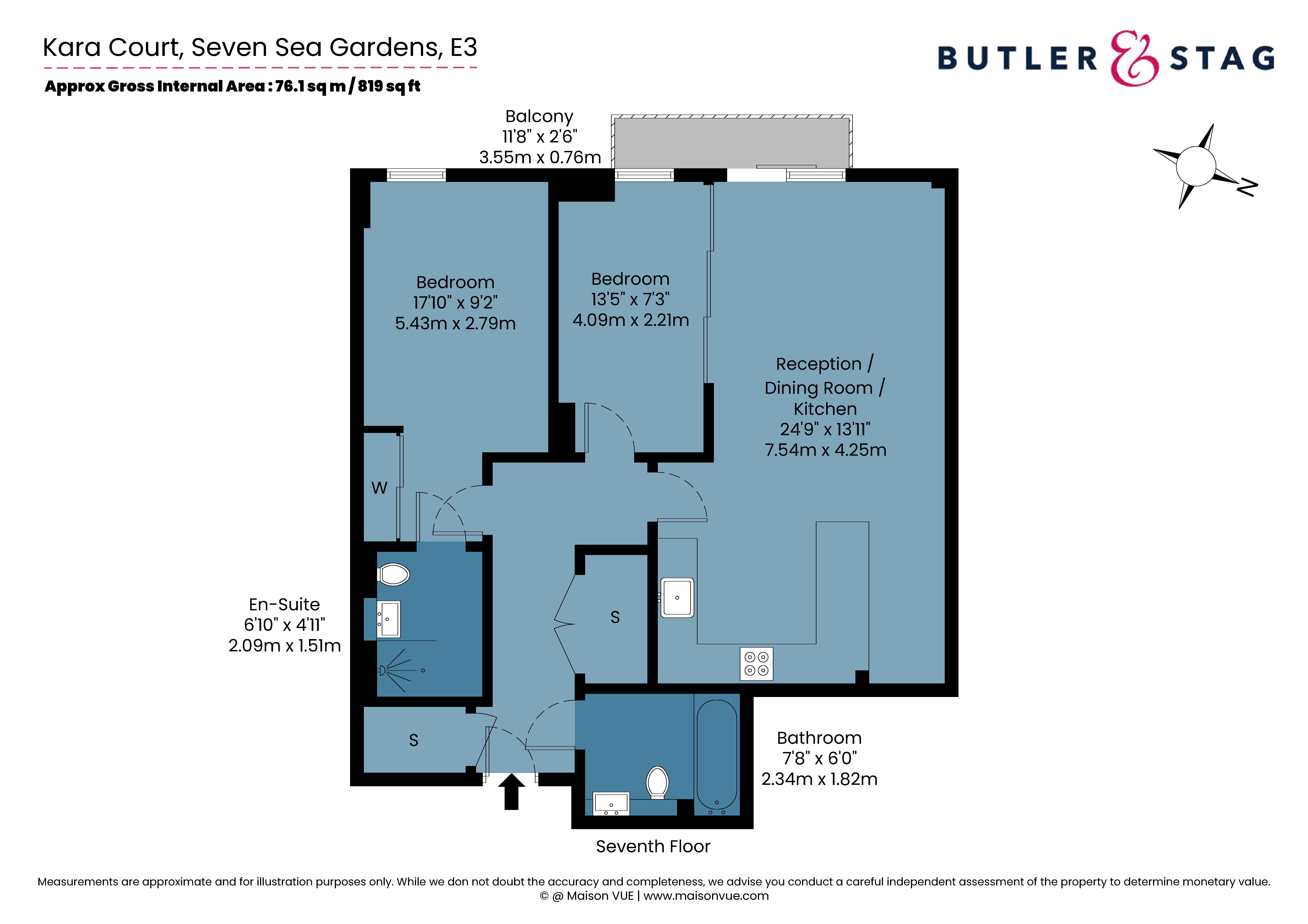 Floor plan, 2 bedroom flat for sale, Kara Court, London, E3