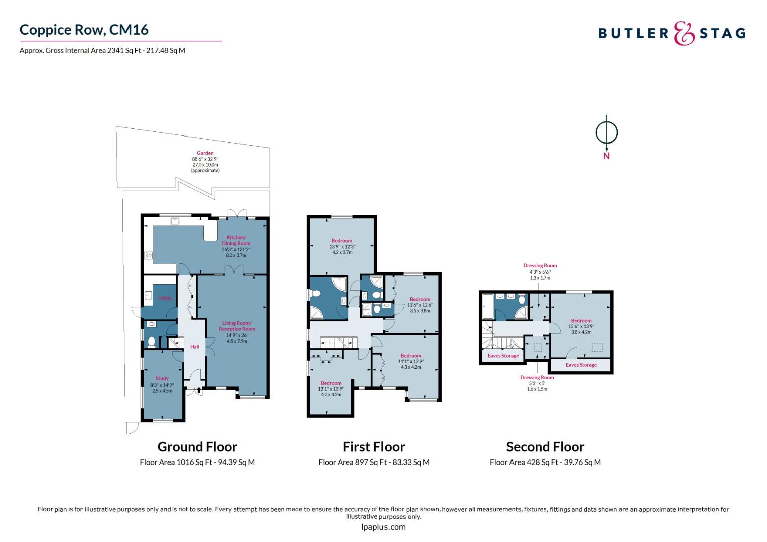Floorplan, 5 bedroom semi detached house for sale, Coppice Row, Epping, CM16