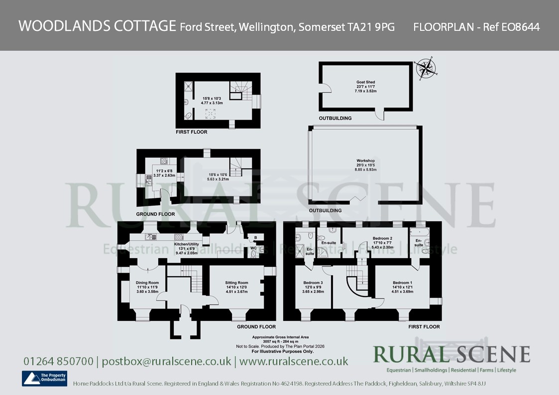 Floorplan, 3 bedroom detached house for sale, Woodlands Cottage Ford Street, Wellington, TA21