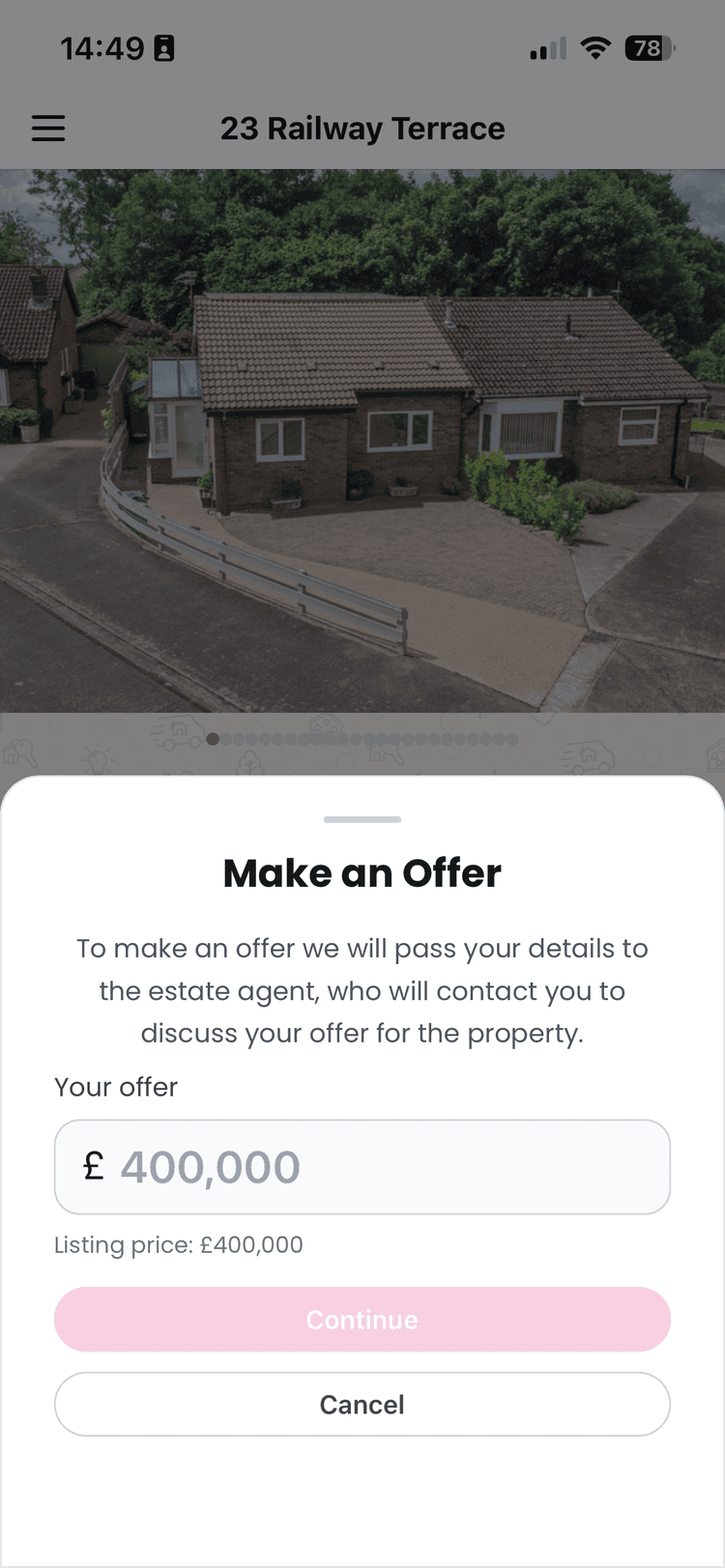 Make an offer screen