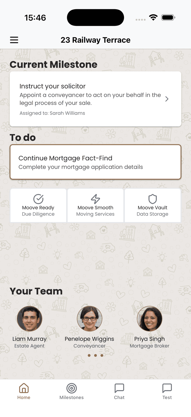 openmoove white-label app home screen